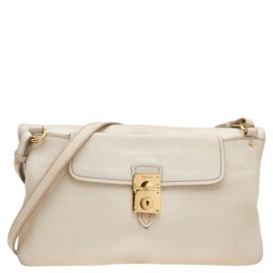 luxury-women-miu-miu-used-handbags-p597427-009-2 Miu Miu Cream Leather Fold Over Shoulder Bag