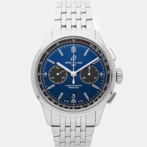Breitling Blue Stainless Steel Premier AB0118A61C1A1 Automatic Men's Wristwatch 42 mm