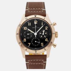 Breitling Black 18k Rose Gold Aviator RB0920131B1X1 Manual Winding Men's Wristwatch 41 mm