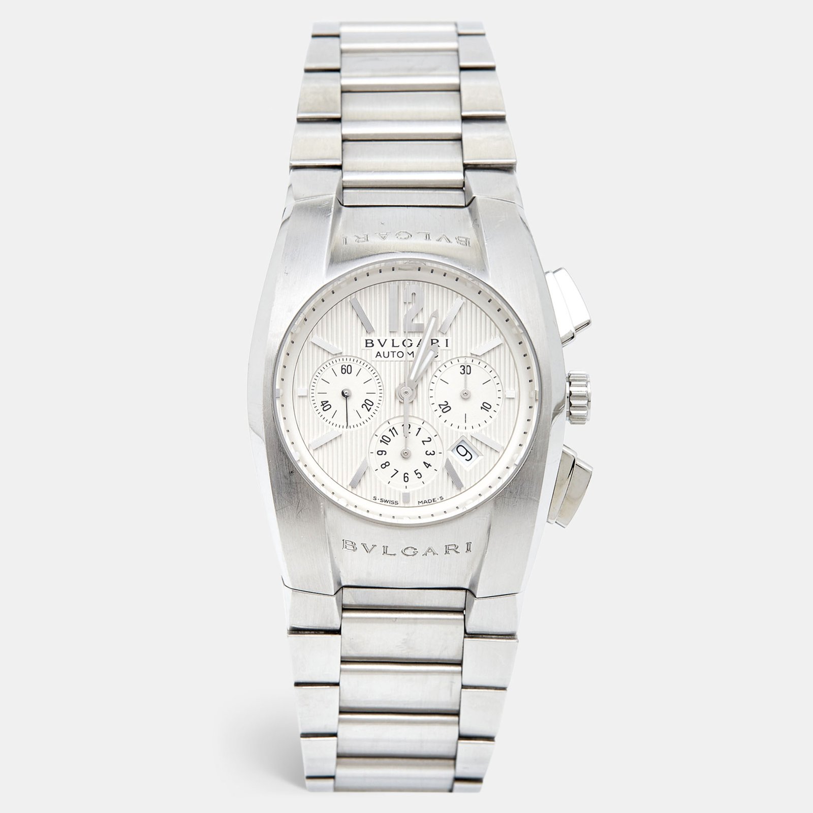 Bvlgari Silver Stainless Steel Ergon EG 35 S CH Men's Wristwatch 35 mm
