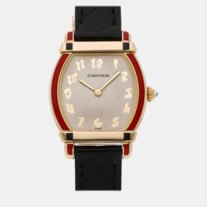Cartier Silver 18k Yellow Gold Tortue WA501531 Quartz Men's Wristwatch 26 mm