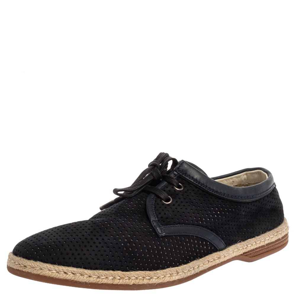 Dolce & Gabbana Blue Suede Leather Espadrille Sneakers Size 41