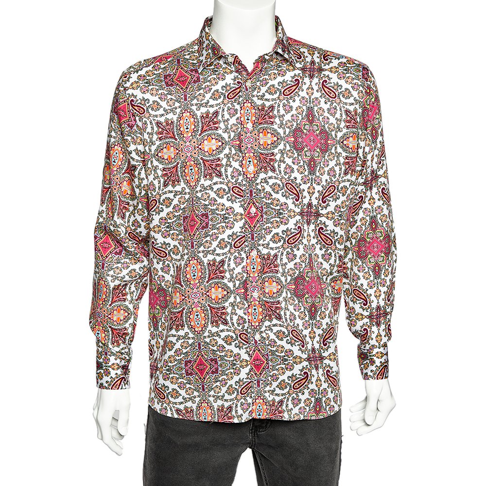 Etro Multicolor Paisley Printed Cotton Button Front Shirt 3XL