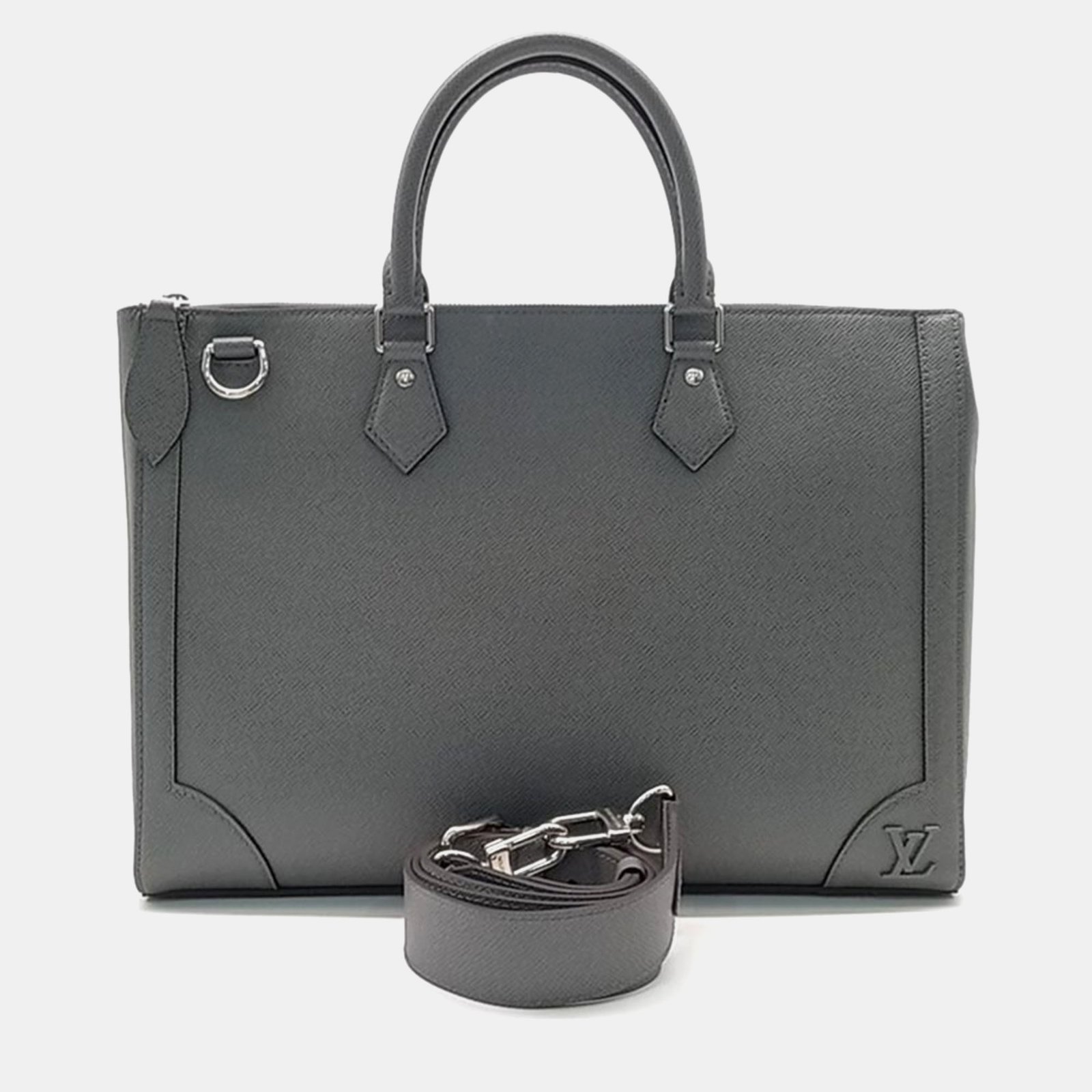 Louis Vuitton Grey Taiga Leather Slim Briefcase Bag
