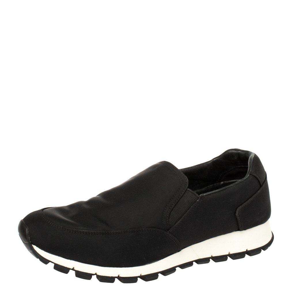 Prada Sport Black Canvas Slip On Sneakers Size 41
