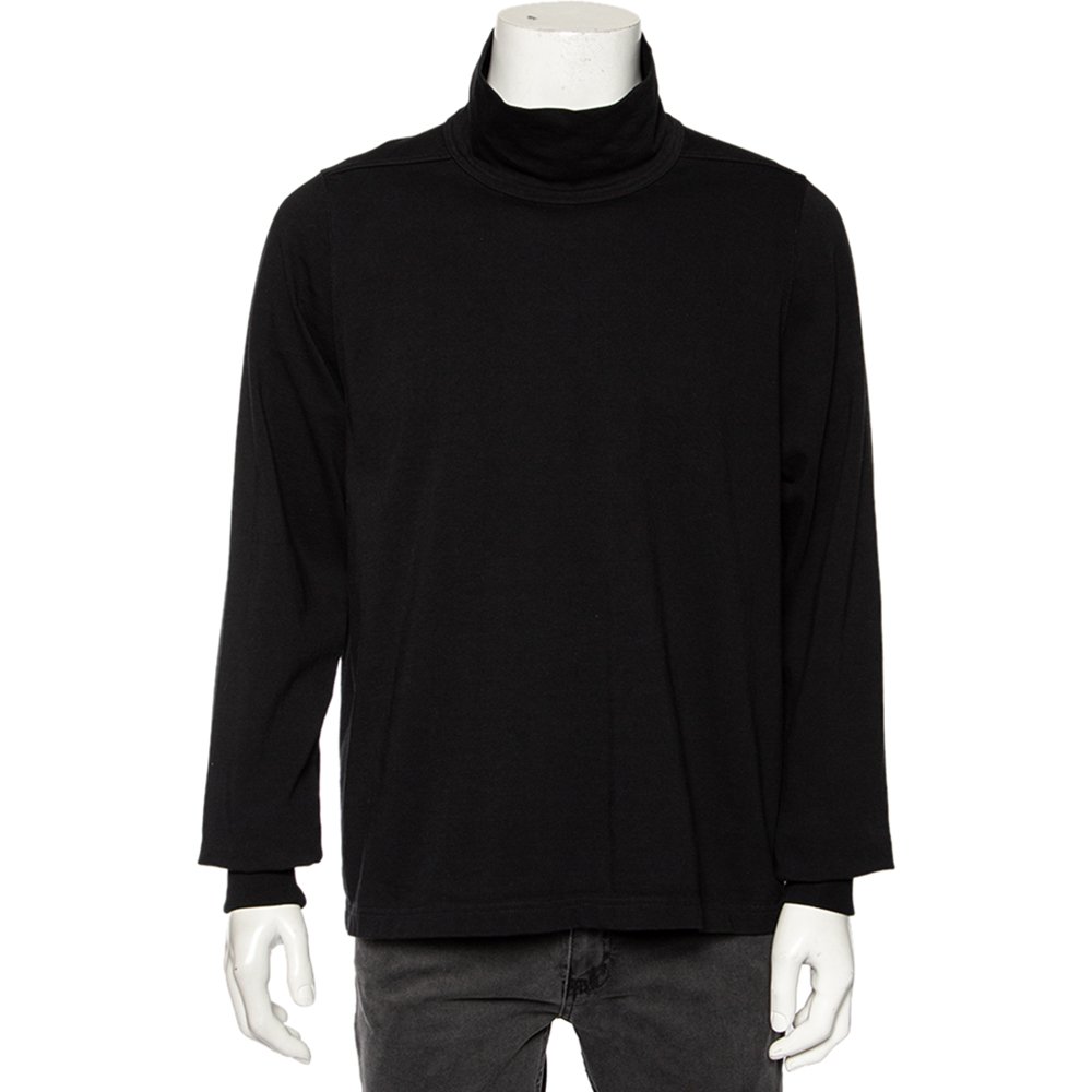 Rick Owens Black Knit Funnel Neck Detailed Oversized Jumper S
