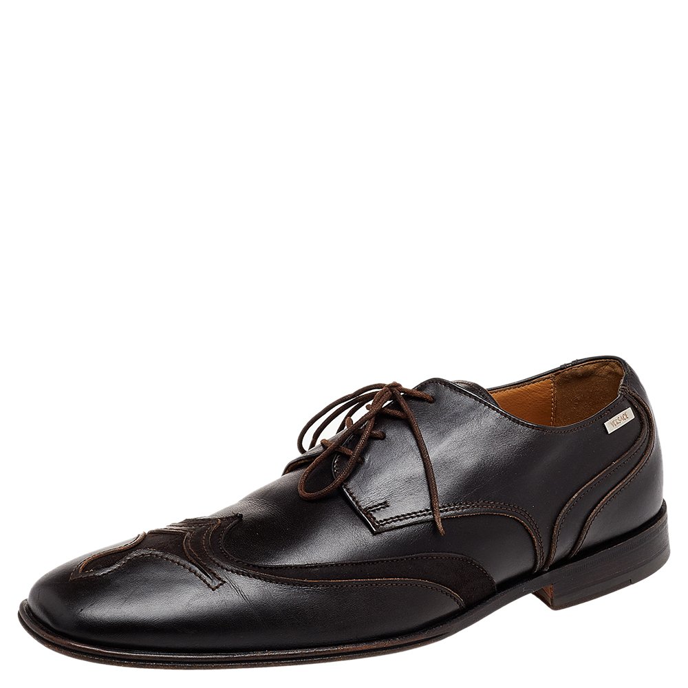 Versace Brown Leather Lace Up Derby Size 41