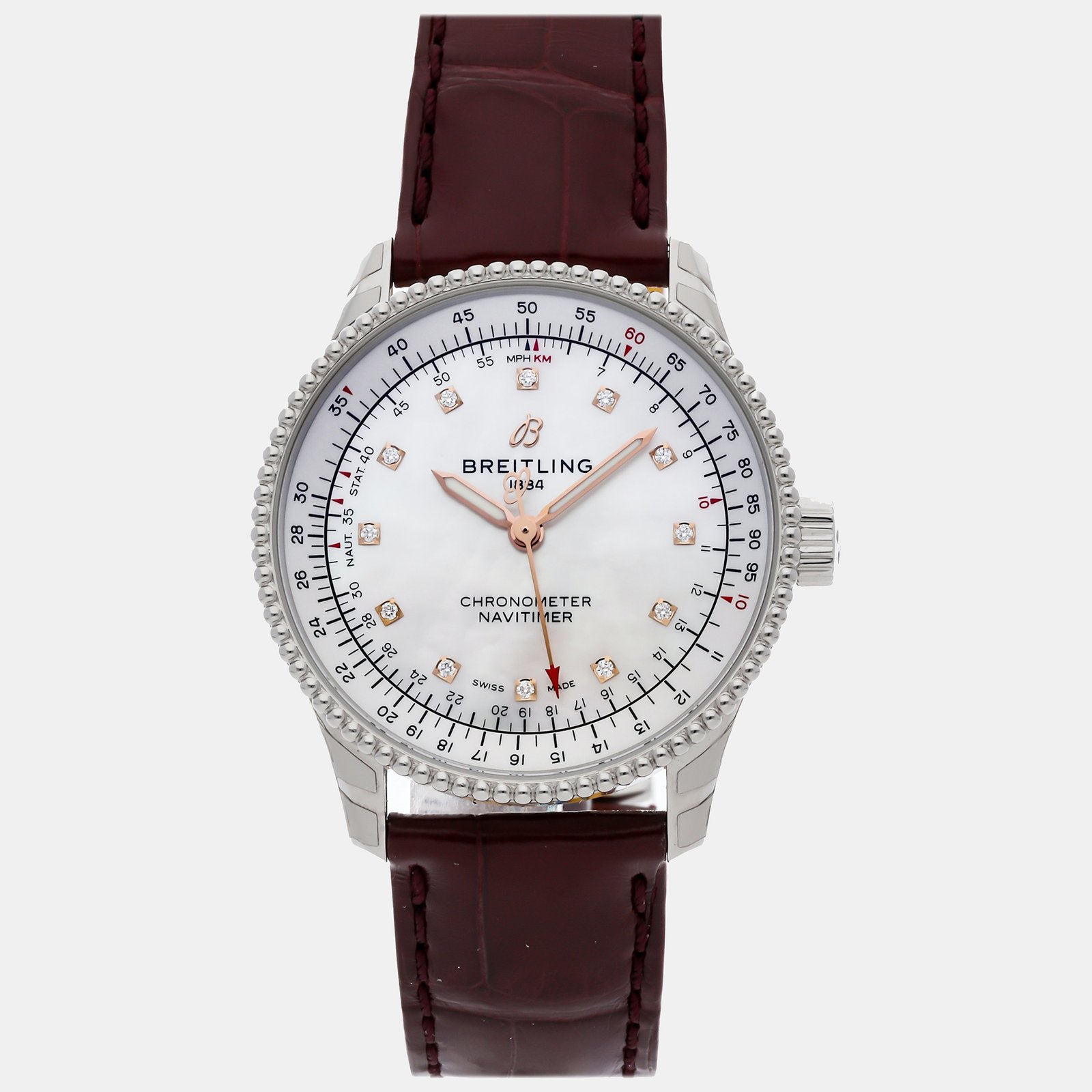 Breitling White Shell Navitimer A17395211A1P2 Automatic Women's Wristwatch 35 mm