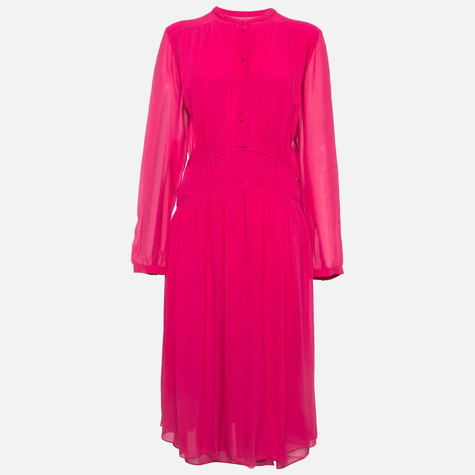 Burberry Pink Silk Draped Midi Dress L