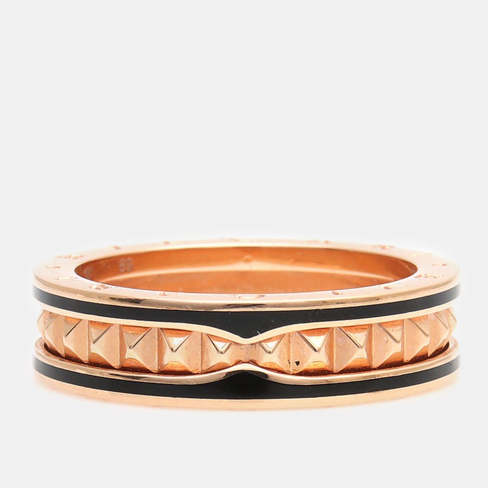 Bvlgari 18K Rose Gold & Ceramic B.zero1 Rock Band Ring EU 69