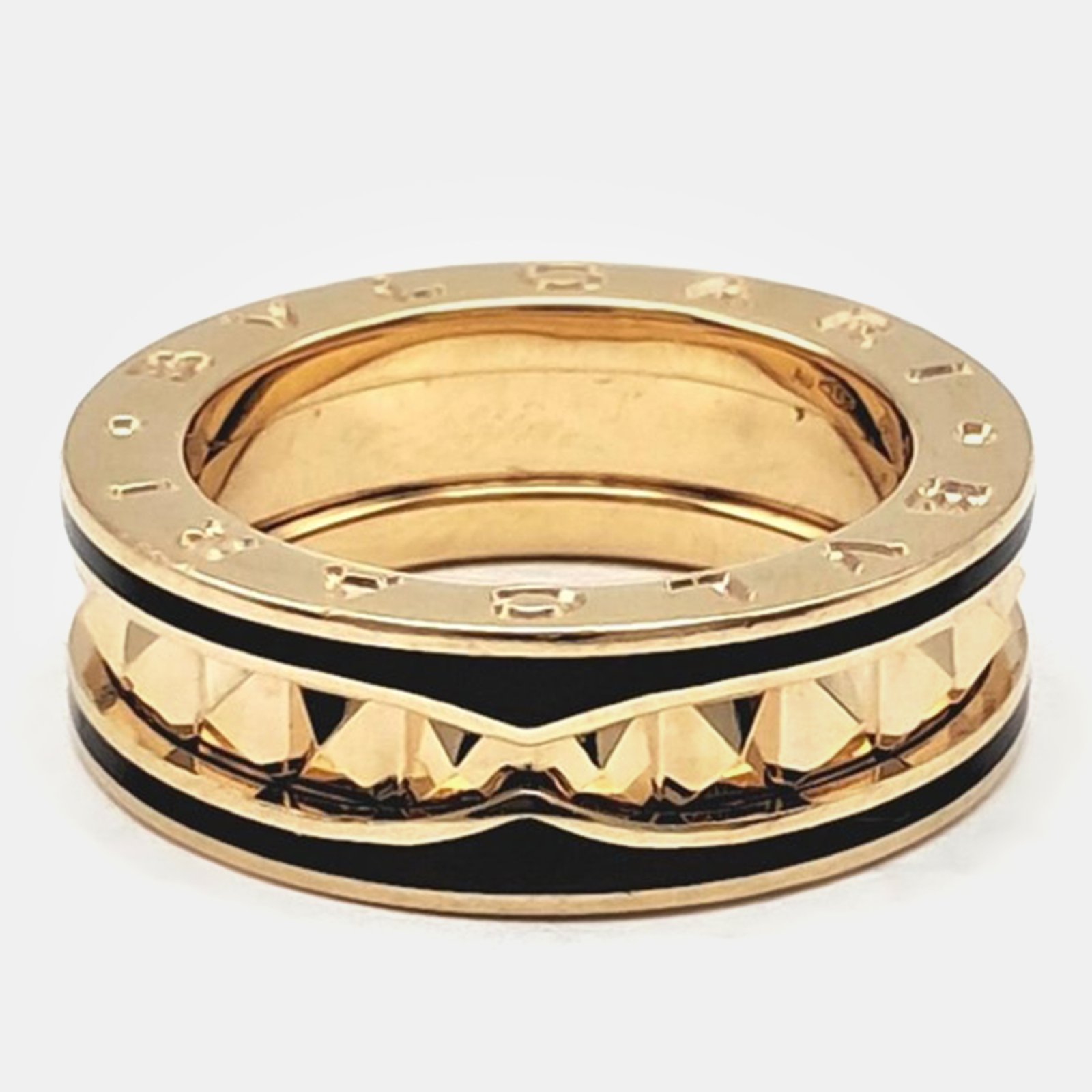 Bvlgari 18K Rose Gold & Ceramic Ceramic B.zero1 Rock Band Ring EU 51