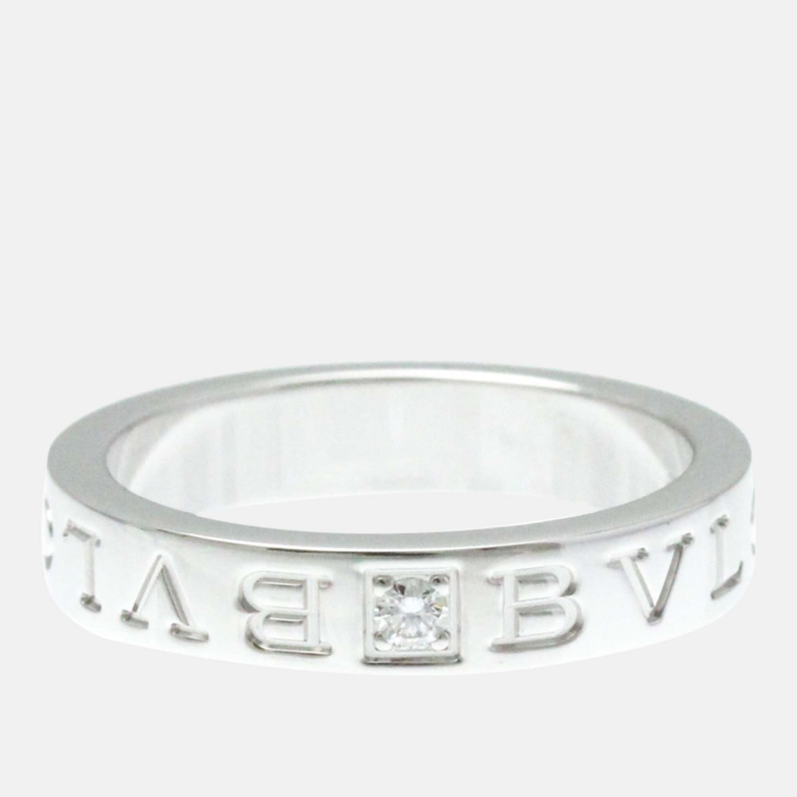 Bvlgari 18K White Gold and Diamond Bvlgari Bvlgari Band Ring EU 55