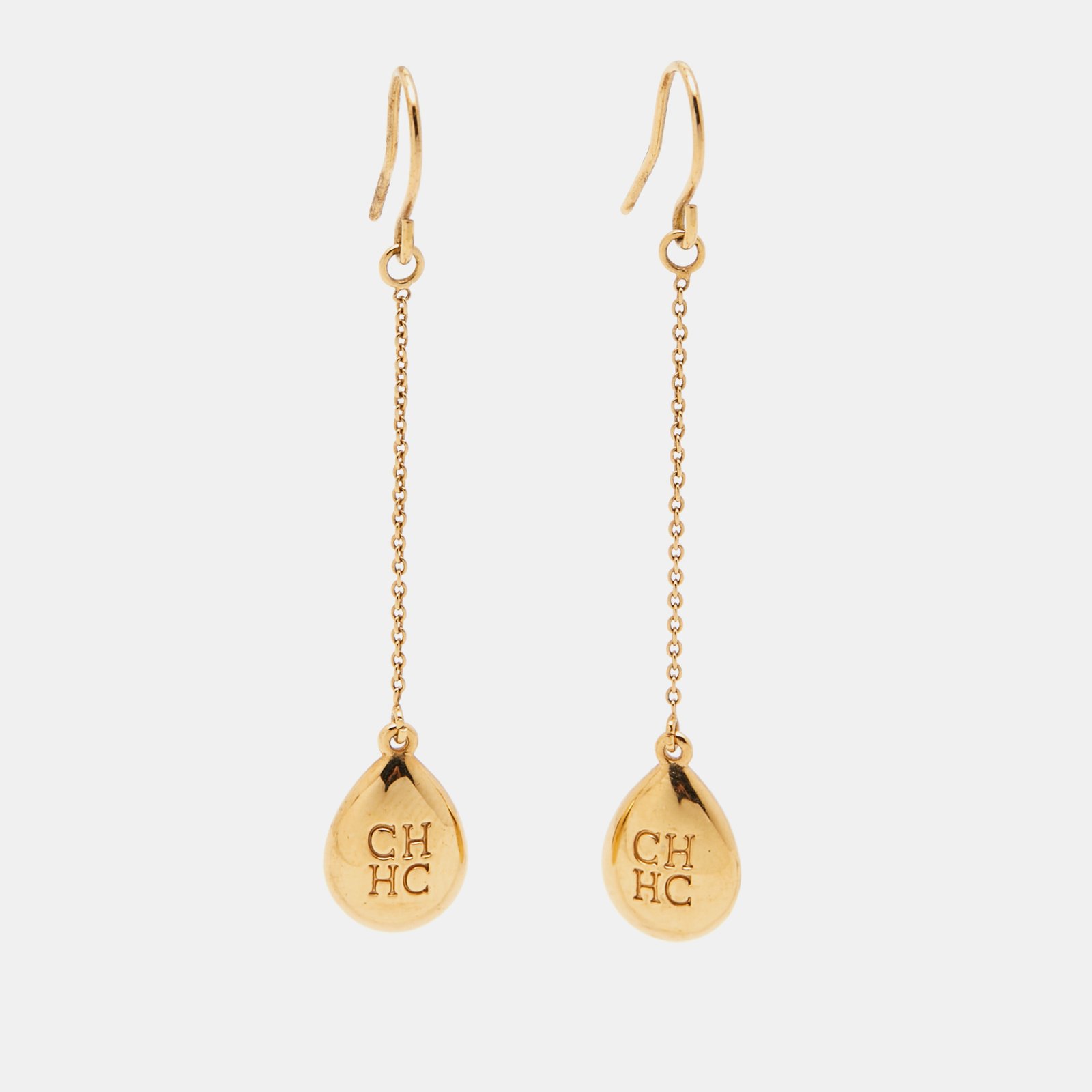 Carolina Herrera Crystal Gold Tone Earrings