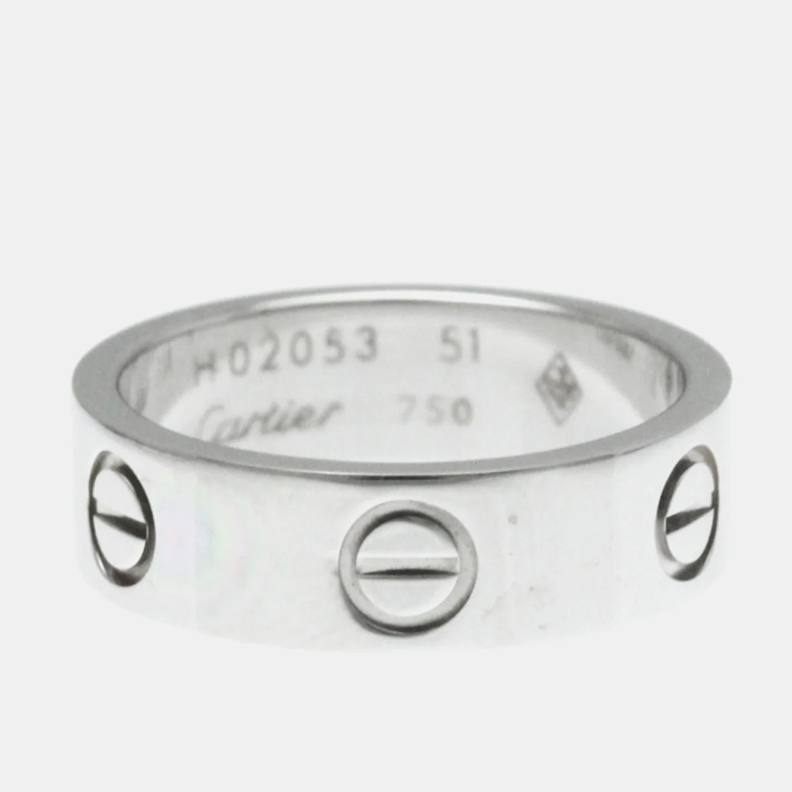 Cartier 18K White Gold Love Band Ring EU 51