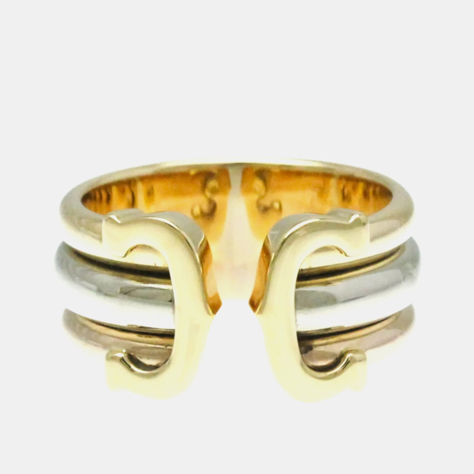 Cartier 18K Yellow Gold, Rose Gold and White Gold C De Cartier Band Ring EU 49