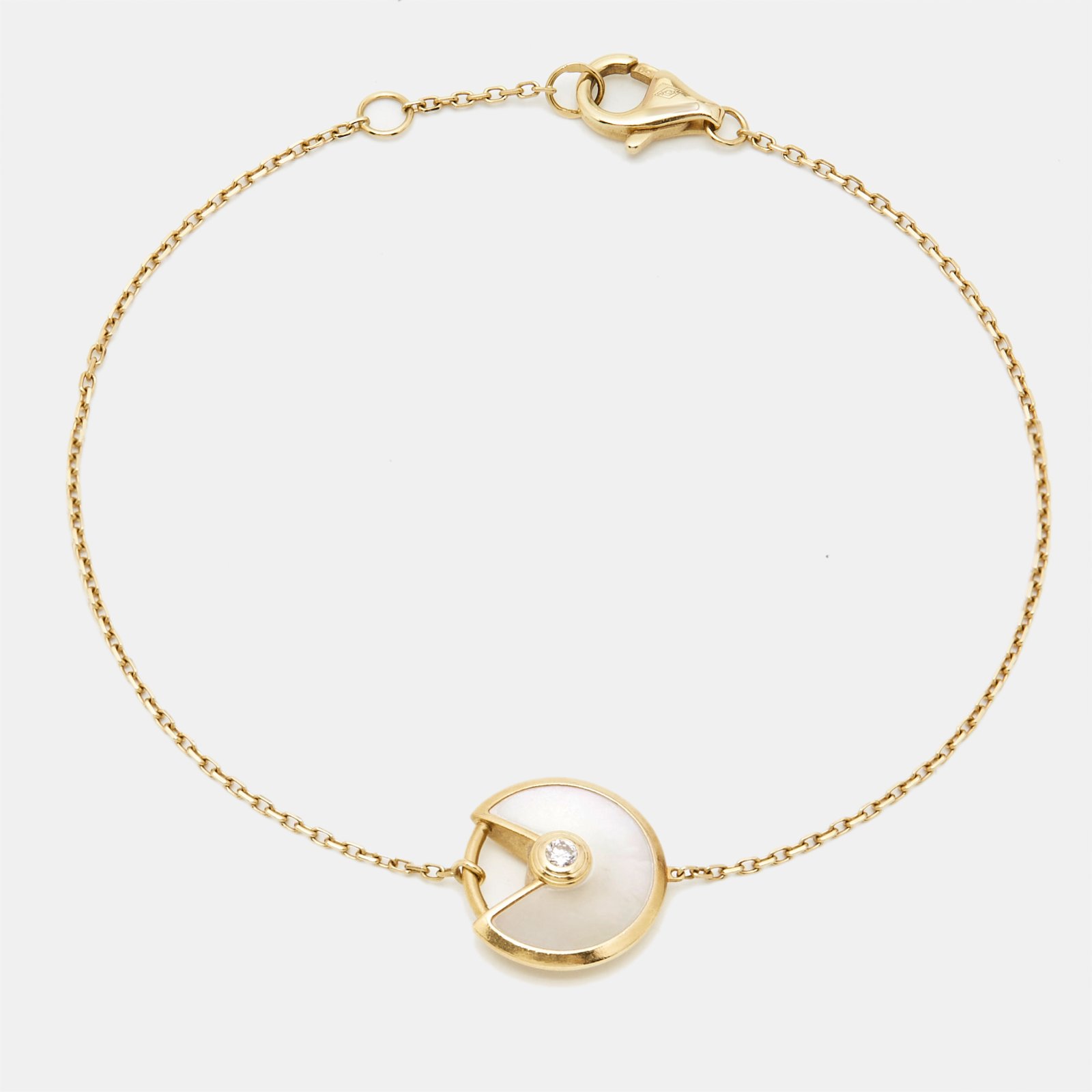 Cartier Amulette De Cartier Mother of Pearl Diamond 18k Yellow Gold Bracelet