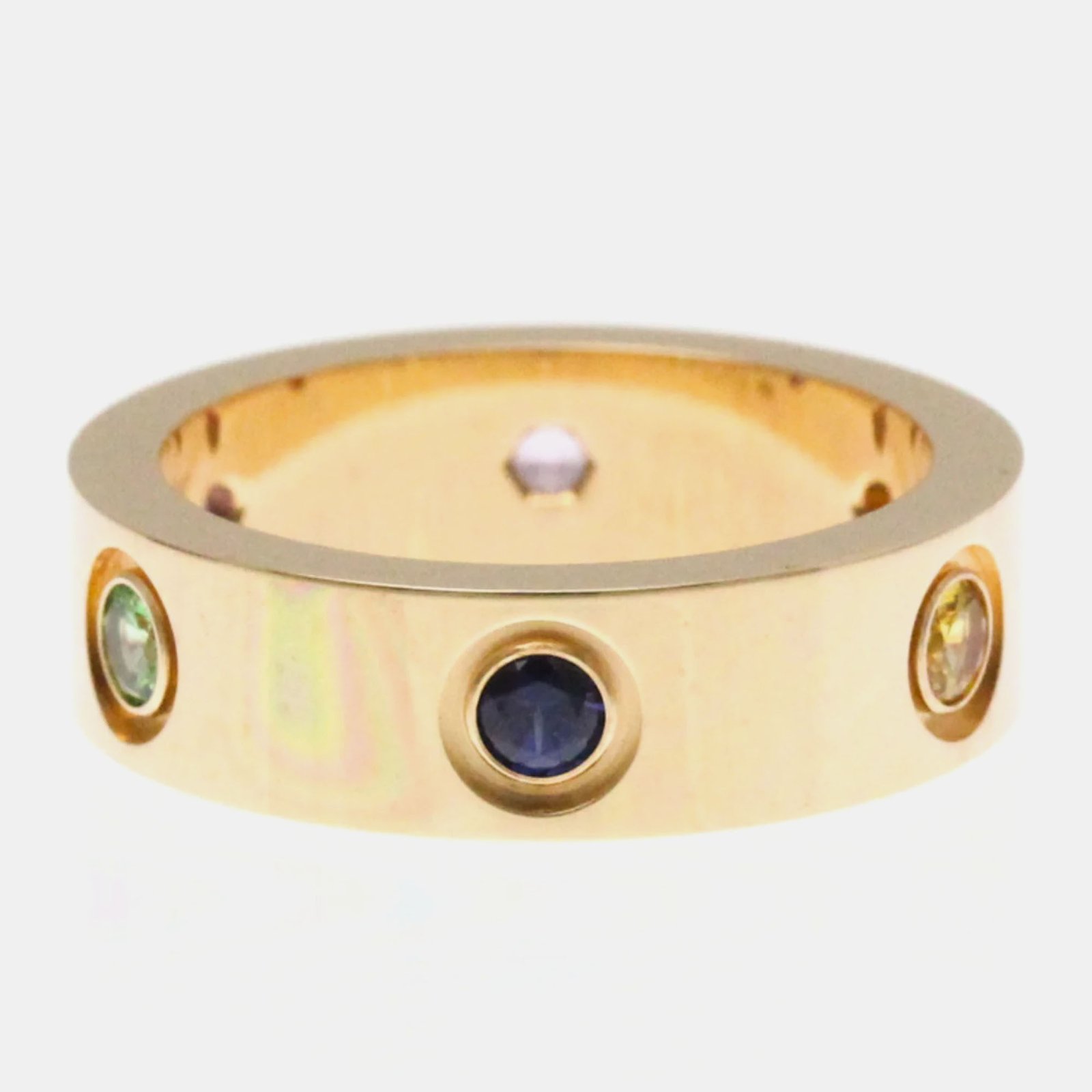Cartier 18K Rose Gold and 6 Stone Love Band Ring EU 51