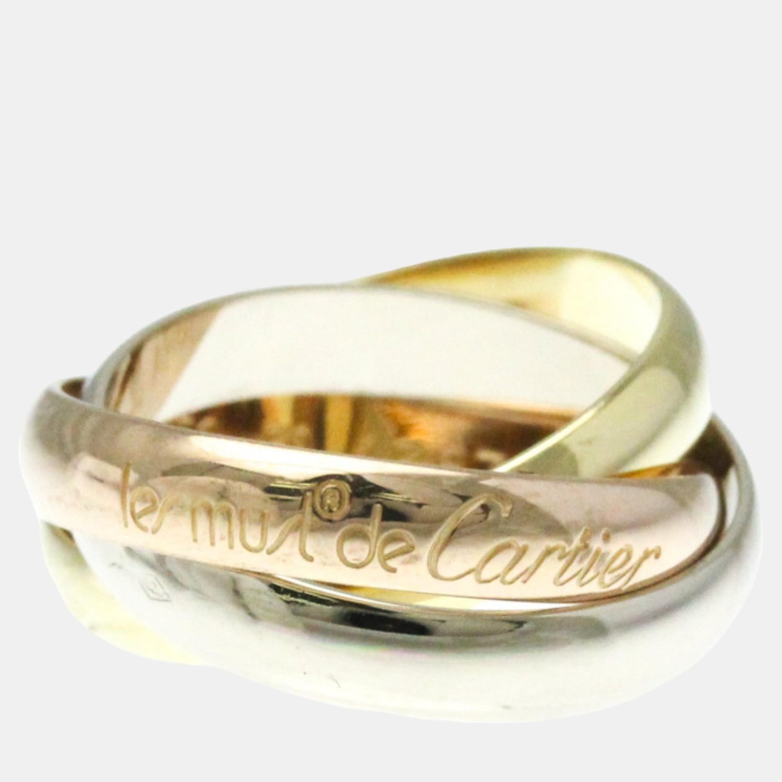 Cartier 18K Yellow, Rose, White Gold Trinity Band Ring EU 50