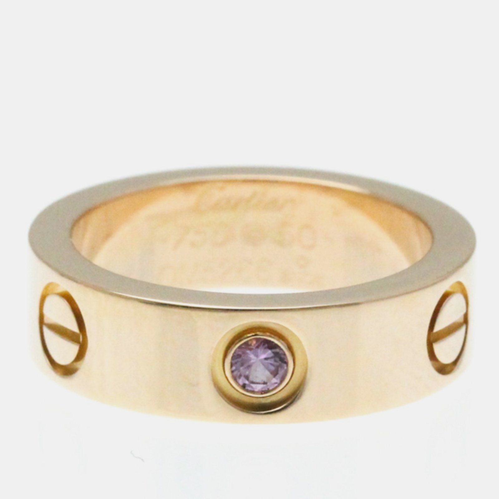 Cartier 18K Rose Gold and Sapphire Love Band Ring EU 50