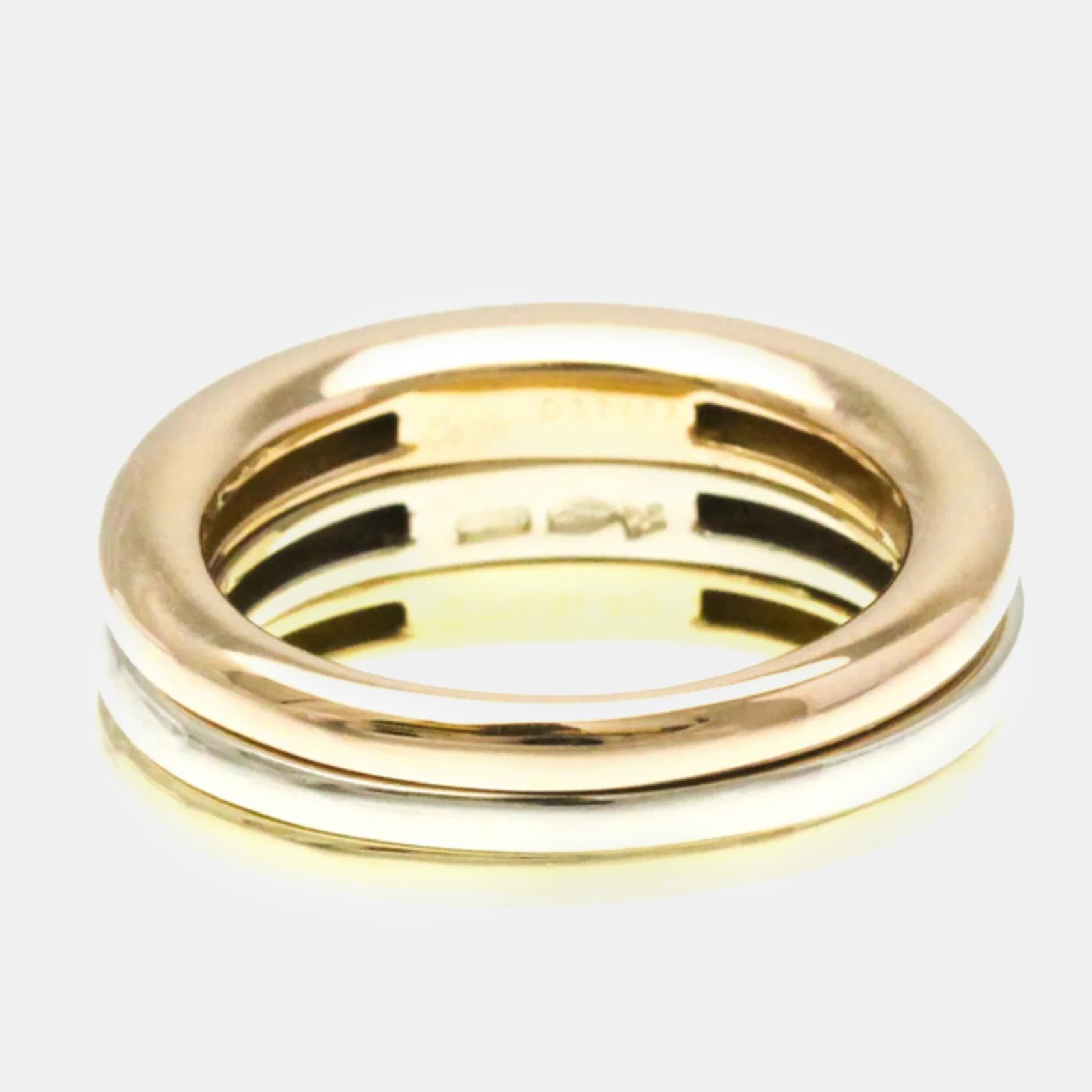 Cartier 18K Yellow, Rose, White Gold Trinity Stack Band Ring EU 54