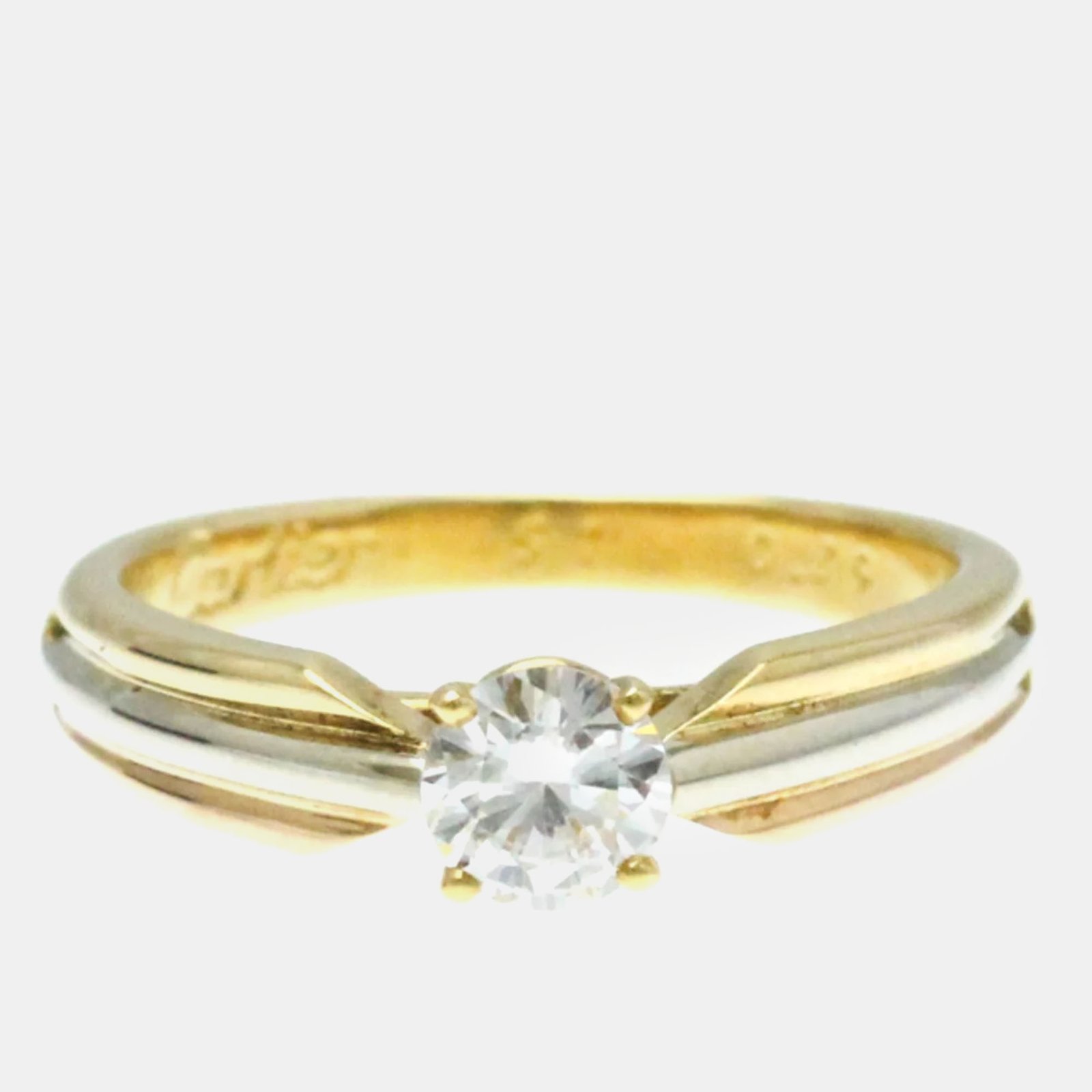 Cartier 18K Yellow, Rose, White Gold and Diamond Trinity Engagement Ring EU 51