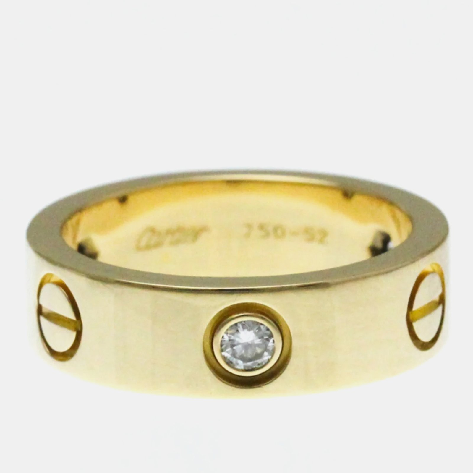 Cartier 18K Yellow Gold and Diamond Love Band Ring EU 52
