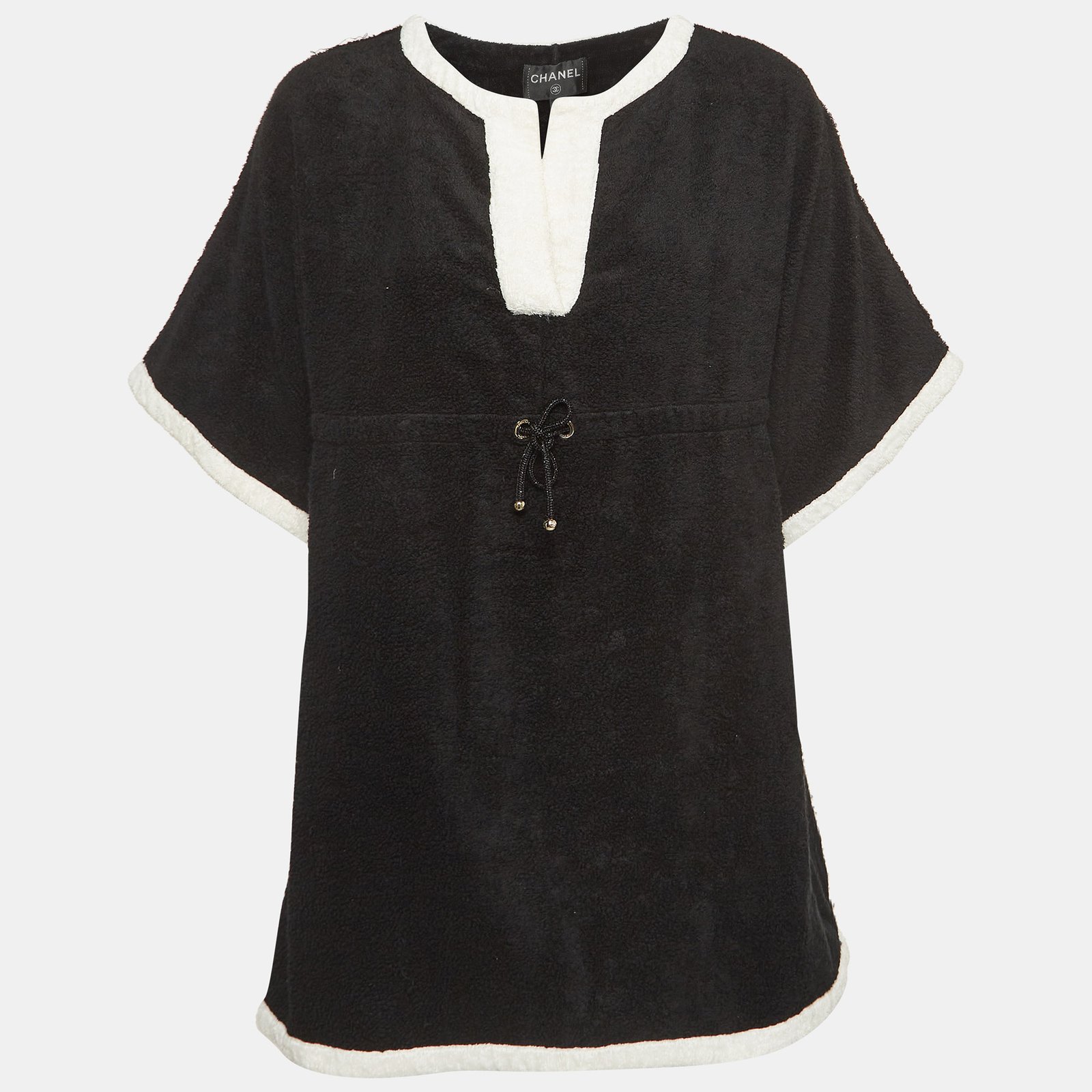 Chanel Black Terry Coco Beach Mini Cover-Up Dress S