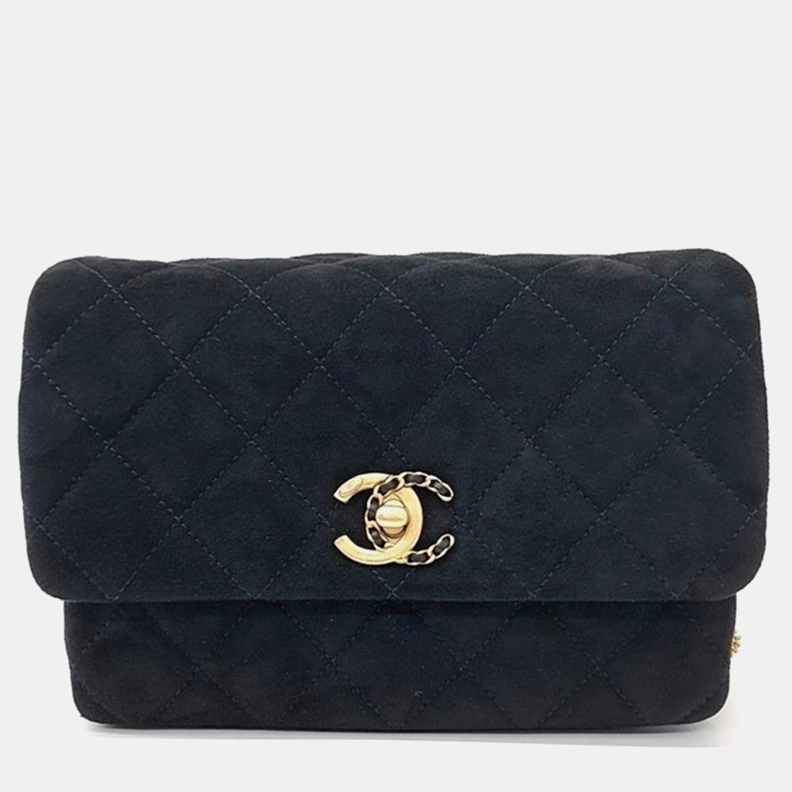 Chanel Black suede Chain Flap Bag