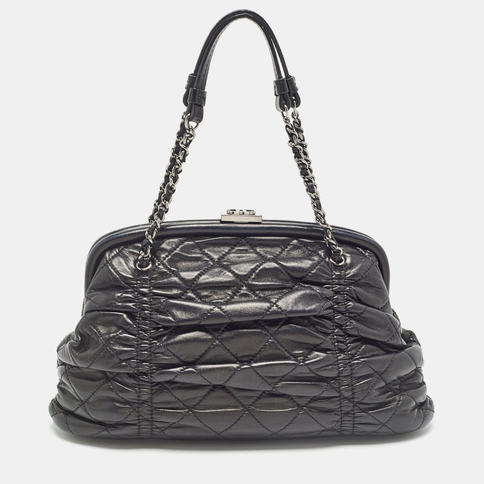 Chanel Black Quilted Leather Sharpei Frame Bag