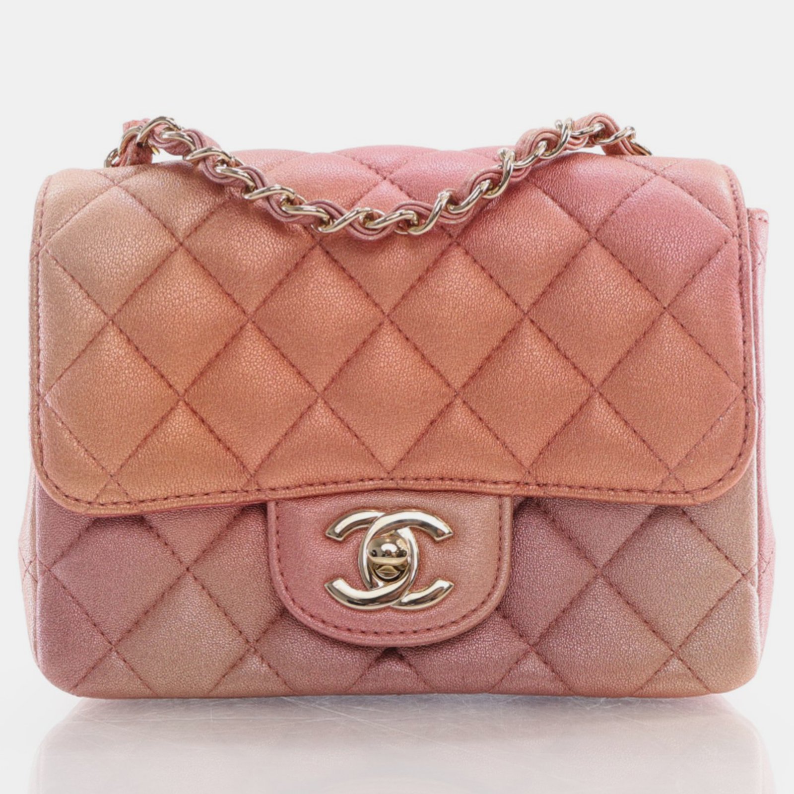 Chanel Metallic Rose Gold Quilted Calfskin Mini Classic Flap Bag