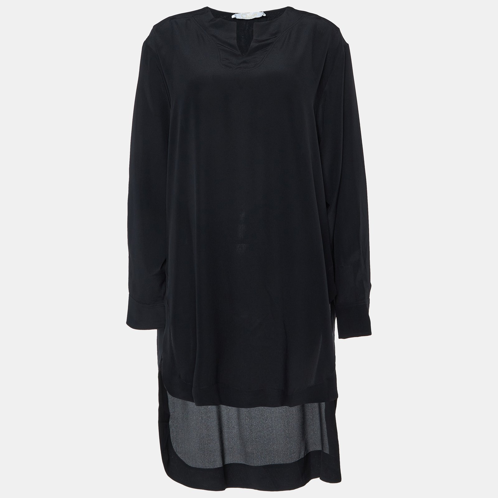 Chloe Black Silk Loose Fit Mini Dress M