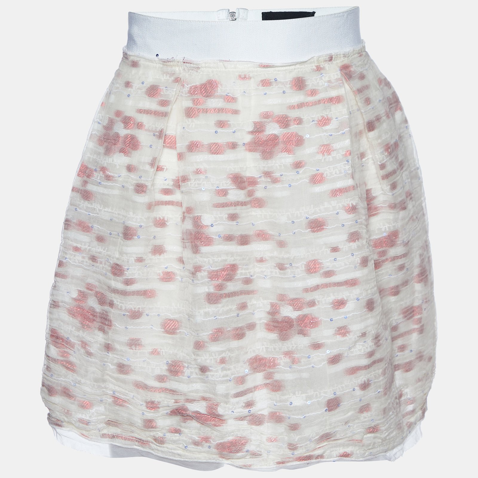 D&G White Fil Coupe Silk Mini Skirt XS