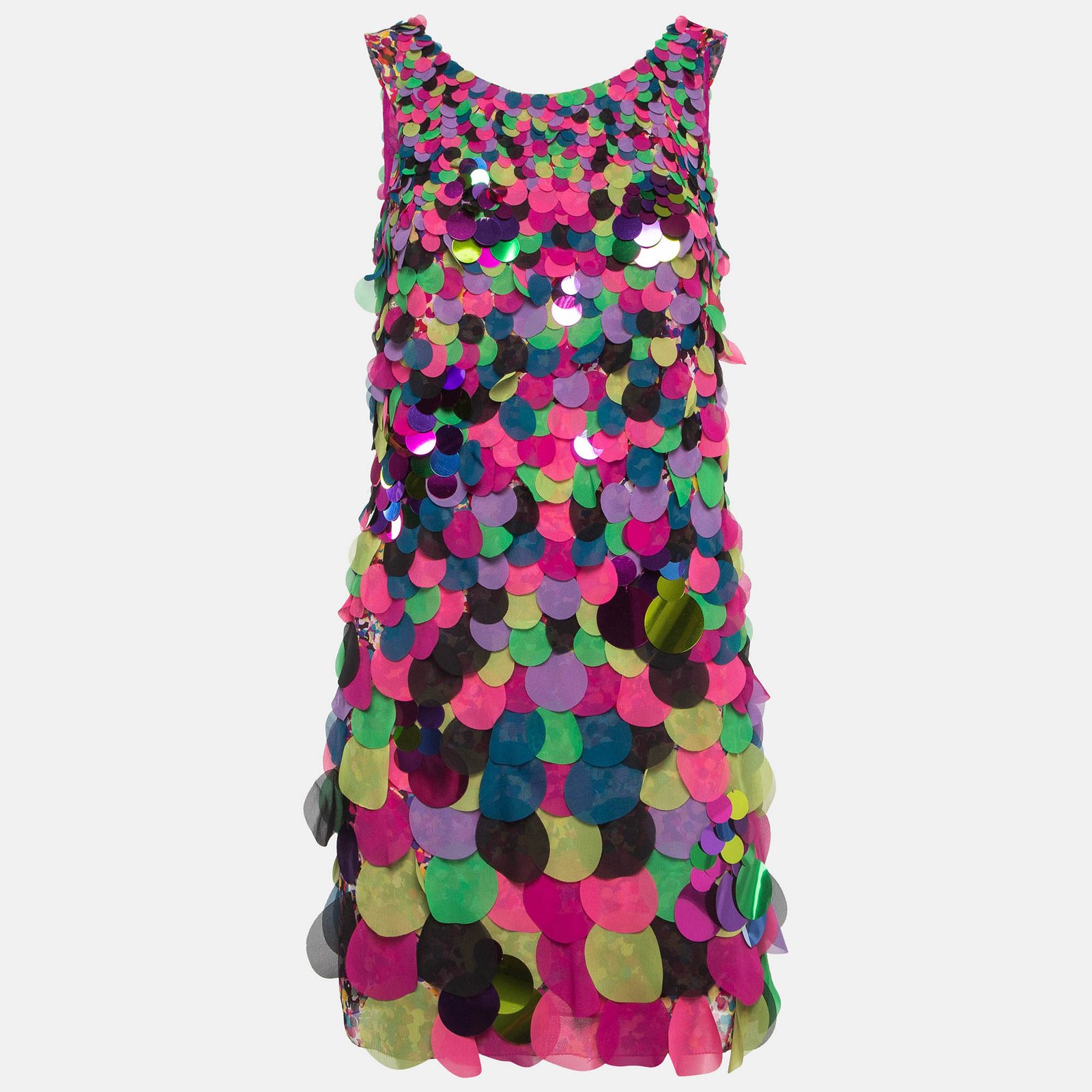 Diane Von Furstenberg Multicolor Embellished Silk V Neck Mini Dress S