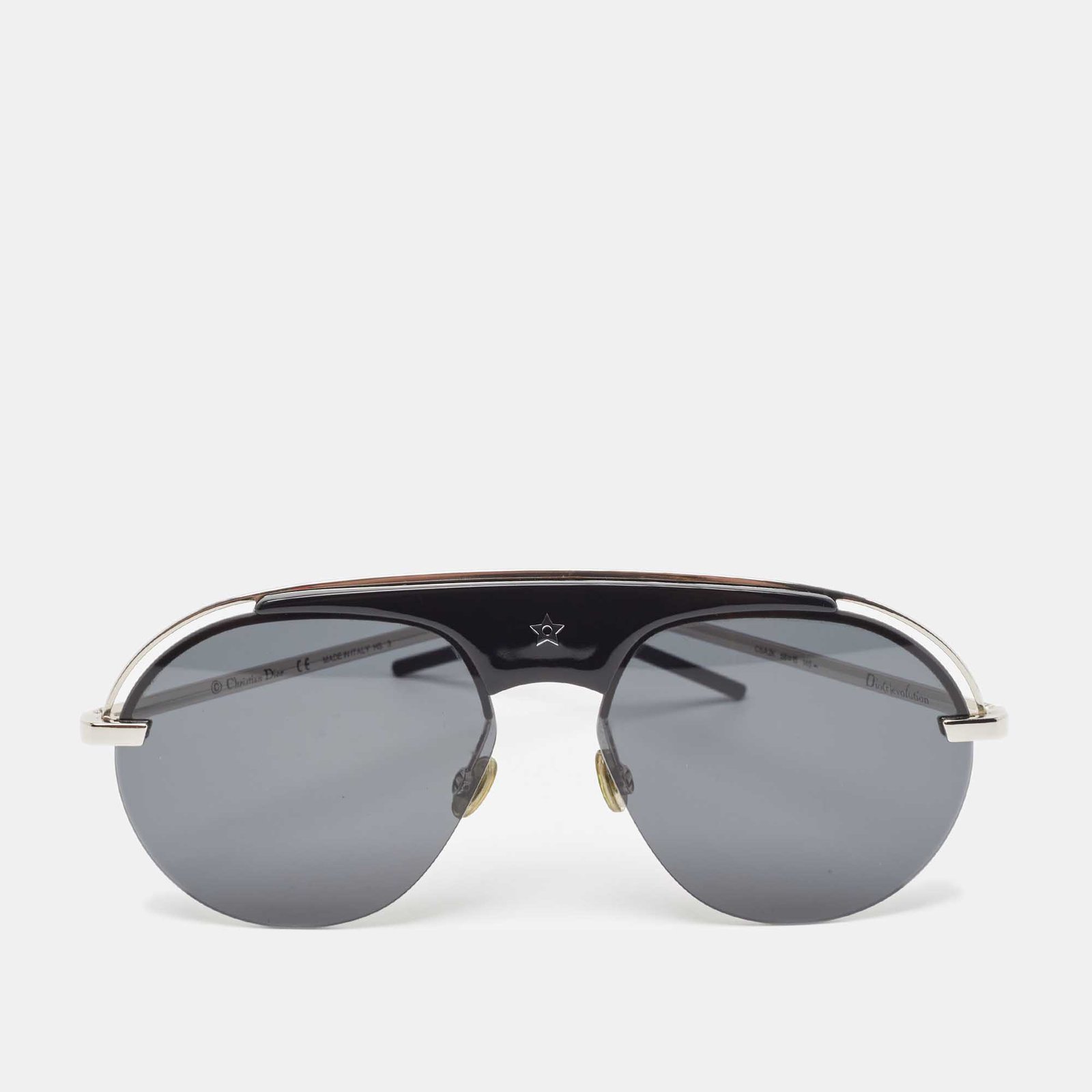 Dior Black/Silver Diorevolution Pilot Aviator Sunglasses