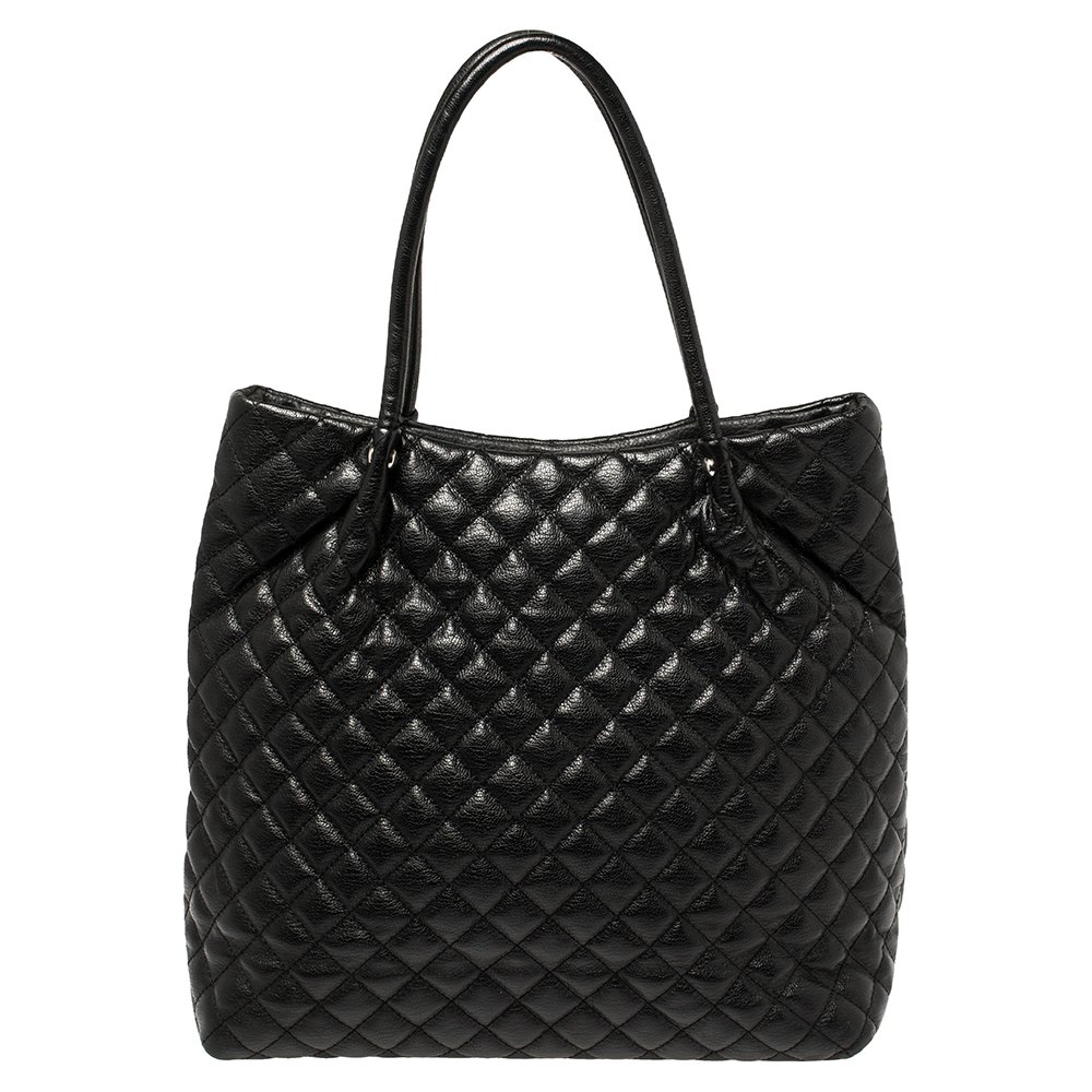 Dkny Black Quilted Leather Tote