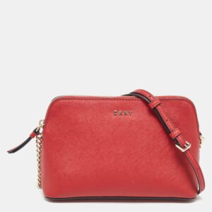 DKNY Red Leather Bryant Dome Crossbody Bag