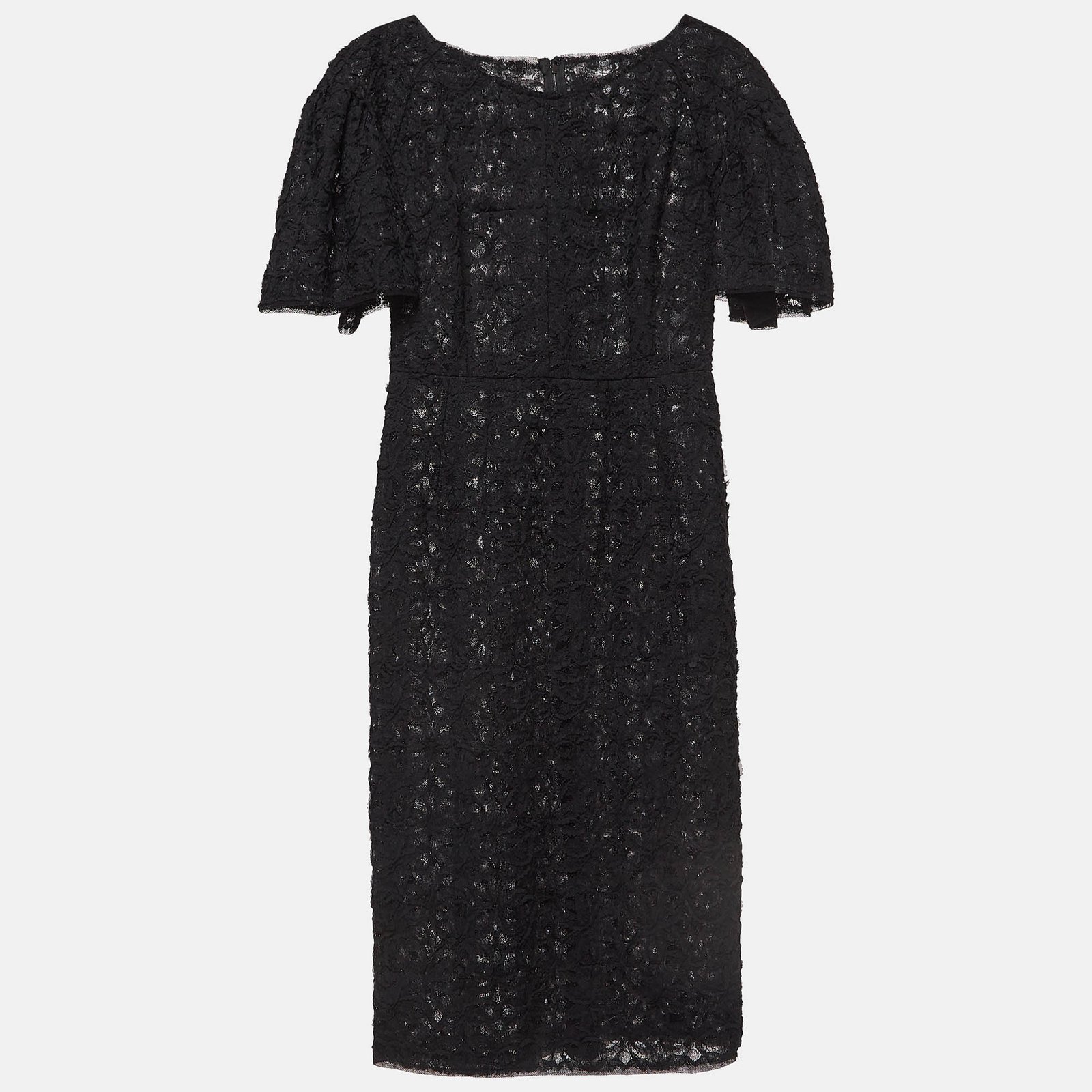 Dolce & Gabbana Black Floral Pattern Lace Short Dress S
