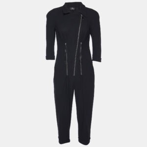 Elisabetta Franchi Black Crepe Zip Detail Jumpsuit S