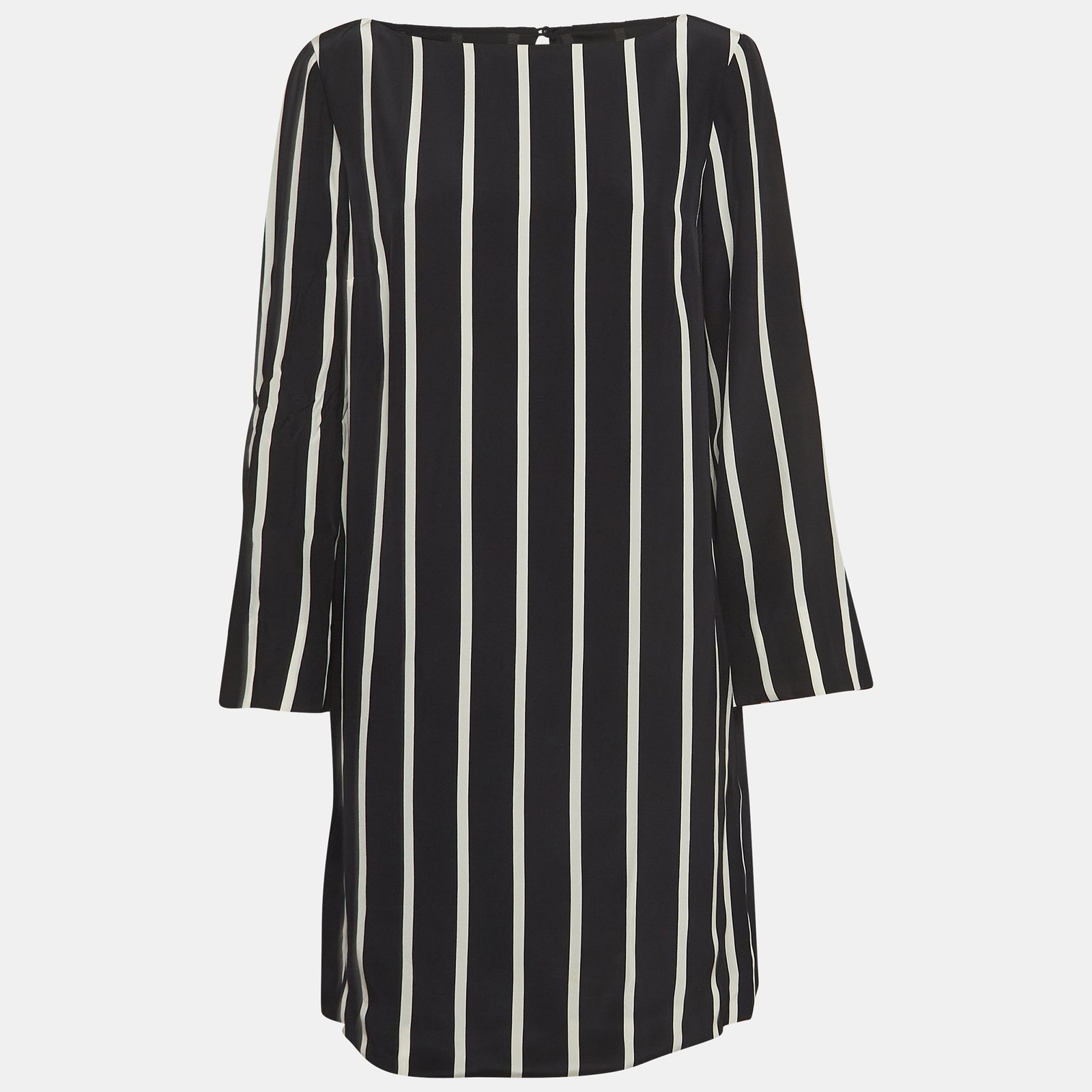 Emilio Pucci Black Pinstripe Silk Short Shift Dress L