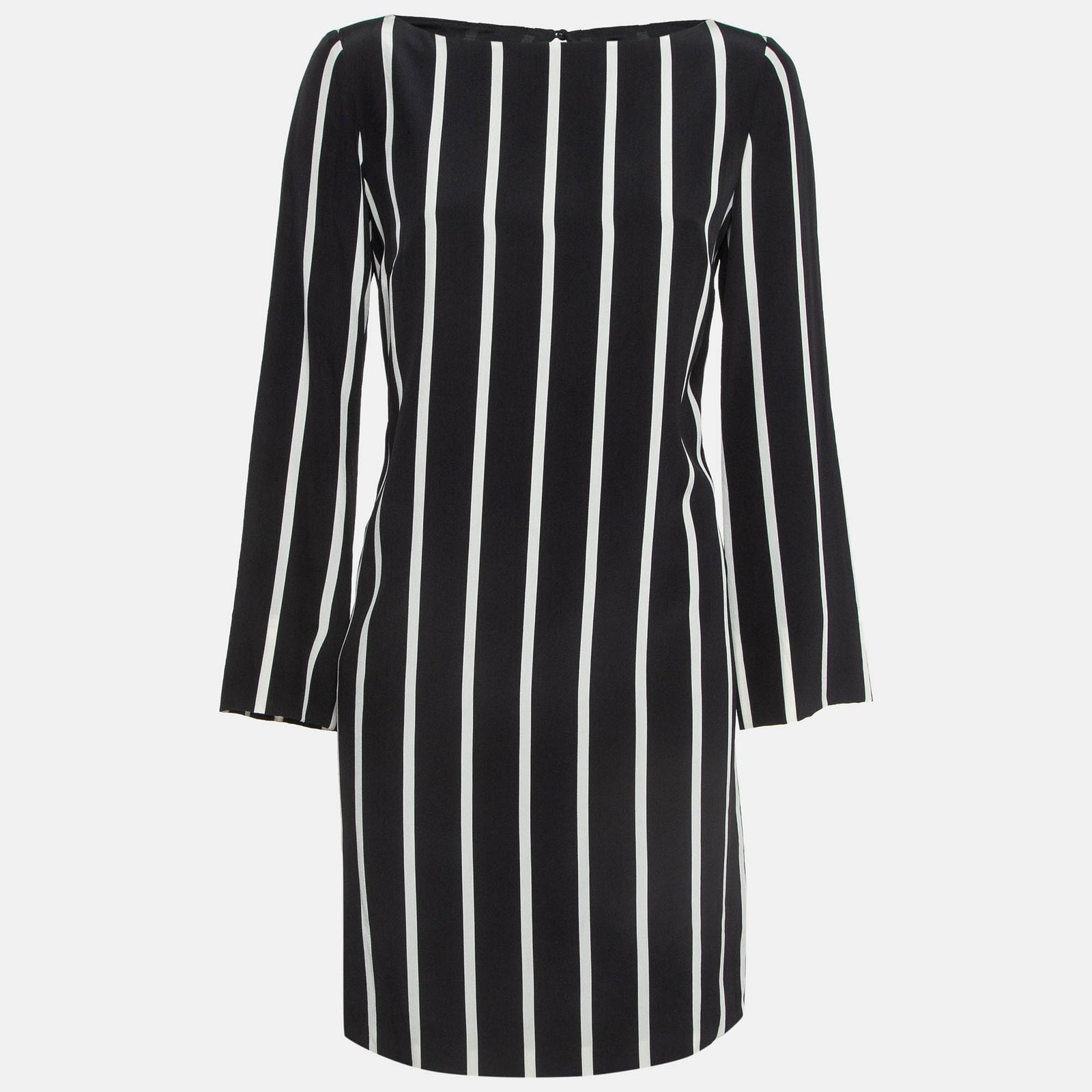Emilio Pucci Black Pinstripe Silk Short Shift Dress M