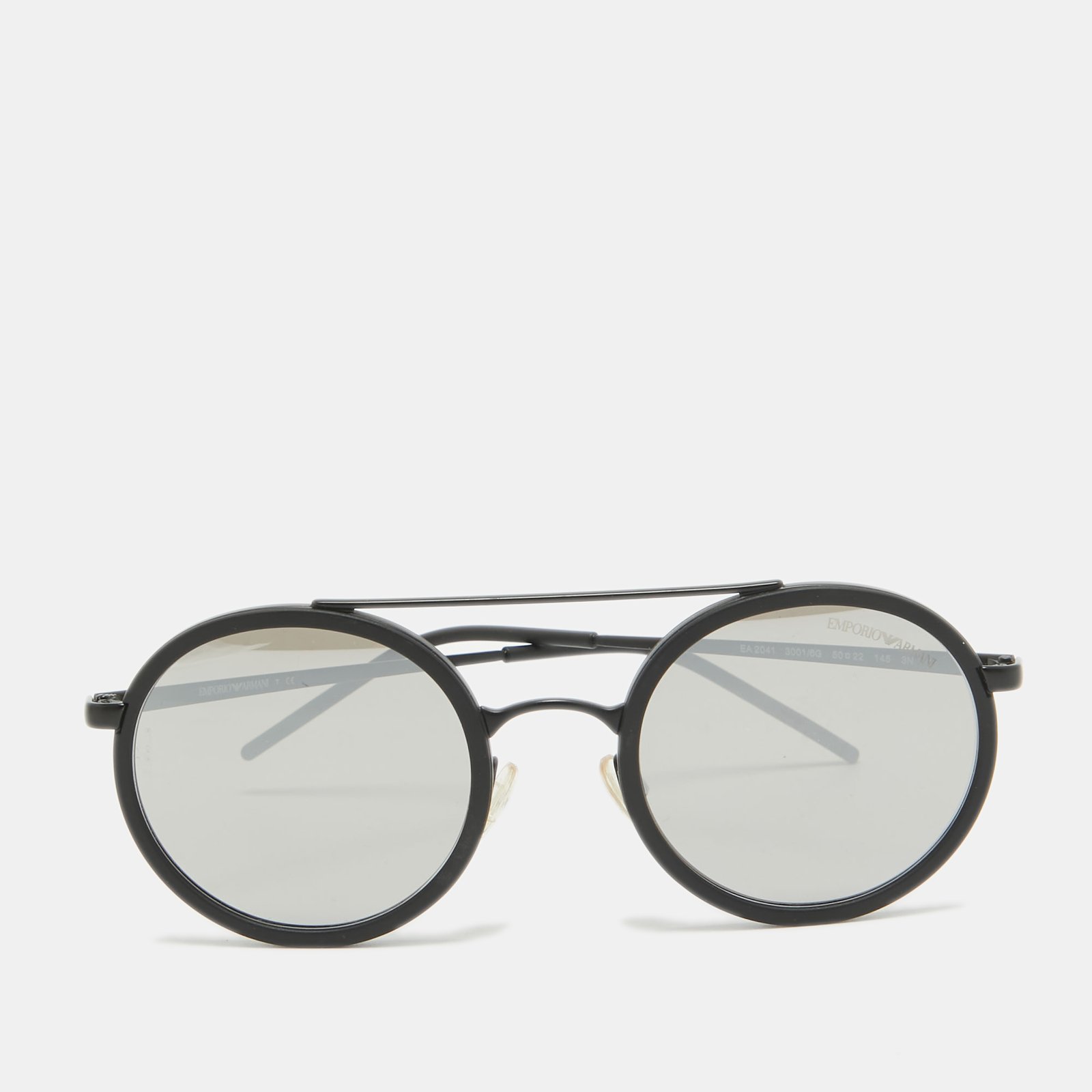 Emporio Armani Black Mirrored  EA 2041 Round Sunglasses
