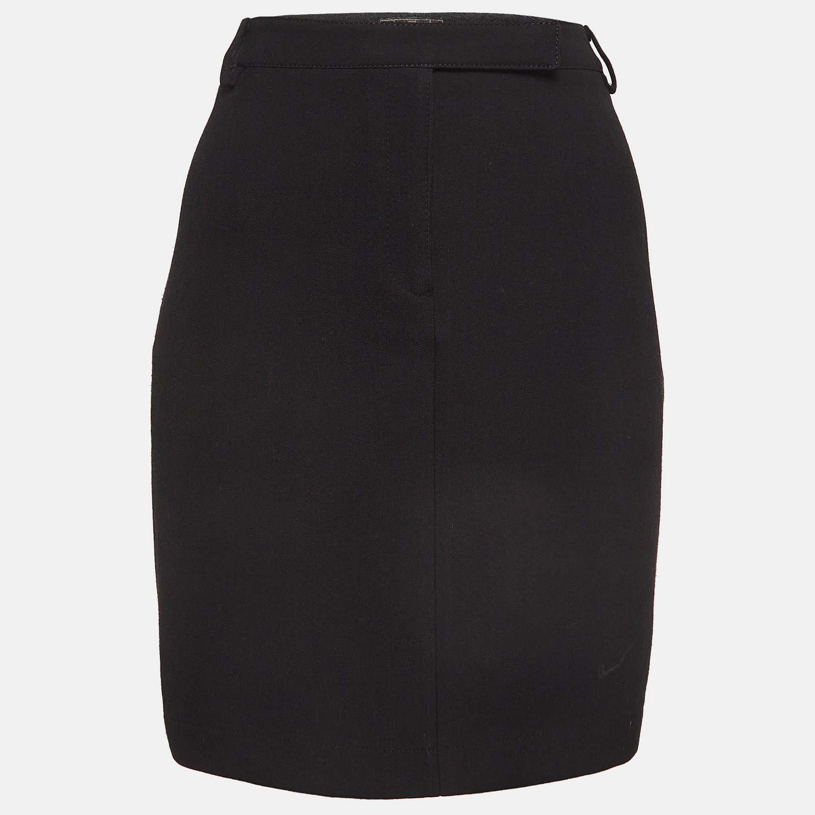 Fendi Jeans Vintage Black Crepe Pencil Skirt L