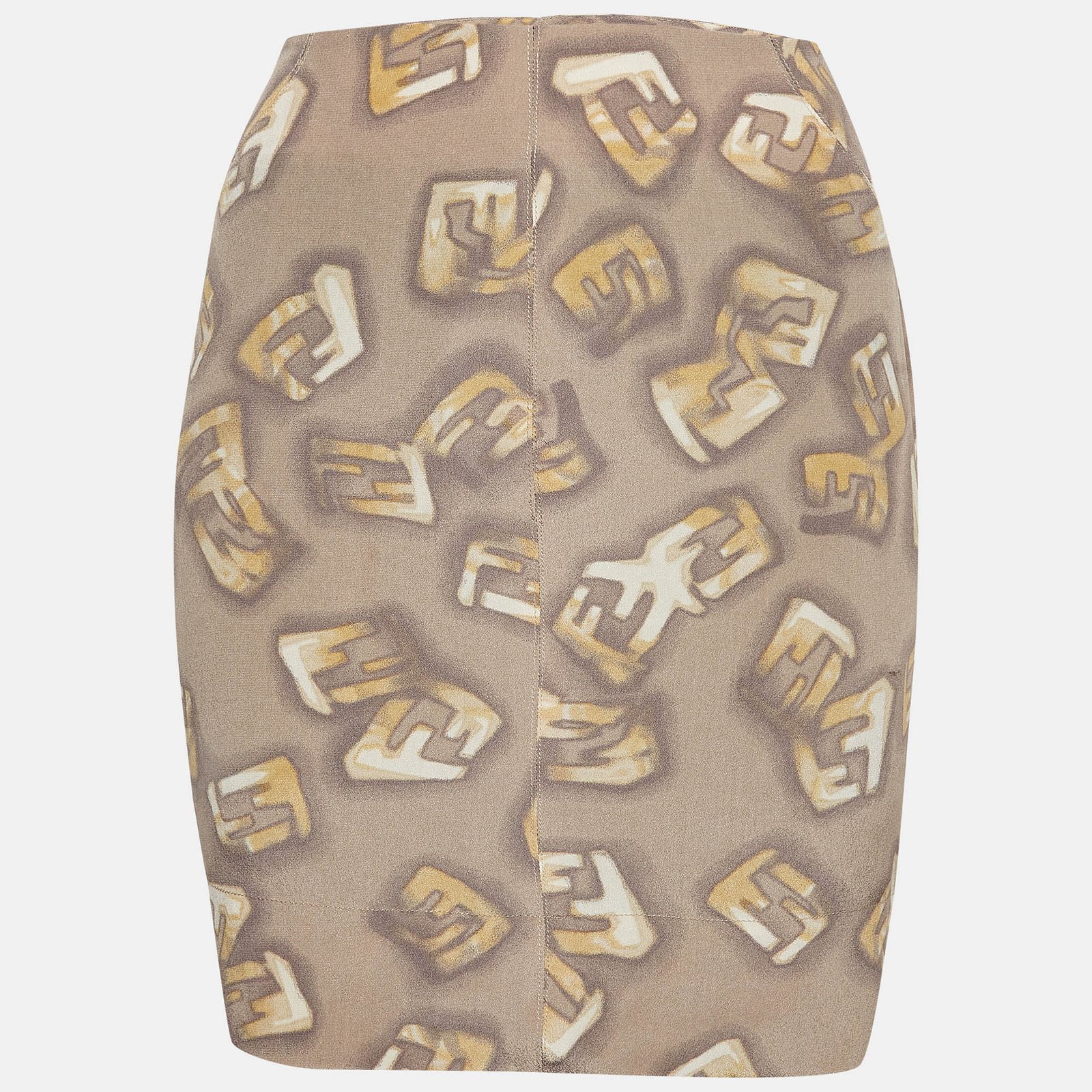 Fendi Grey Logo Monogram Printed Silk Mini Skirt M