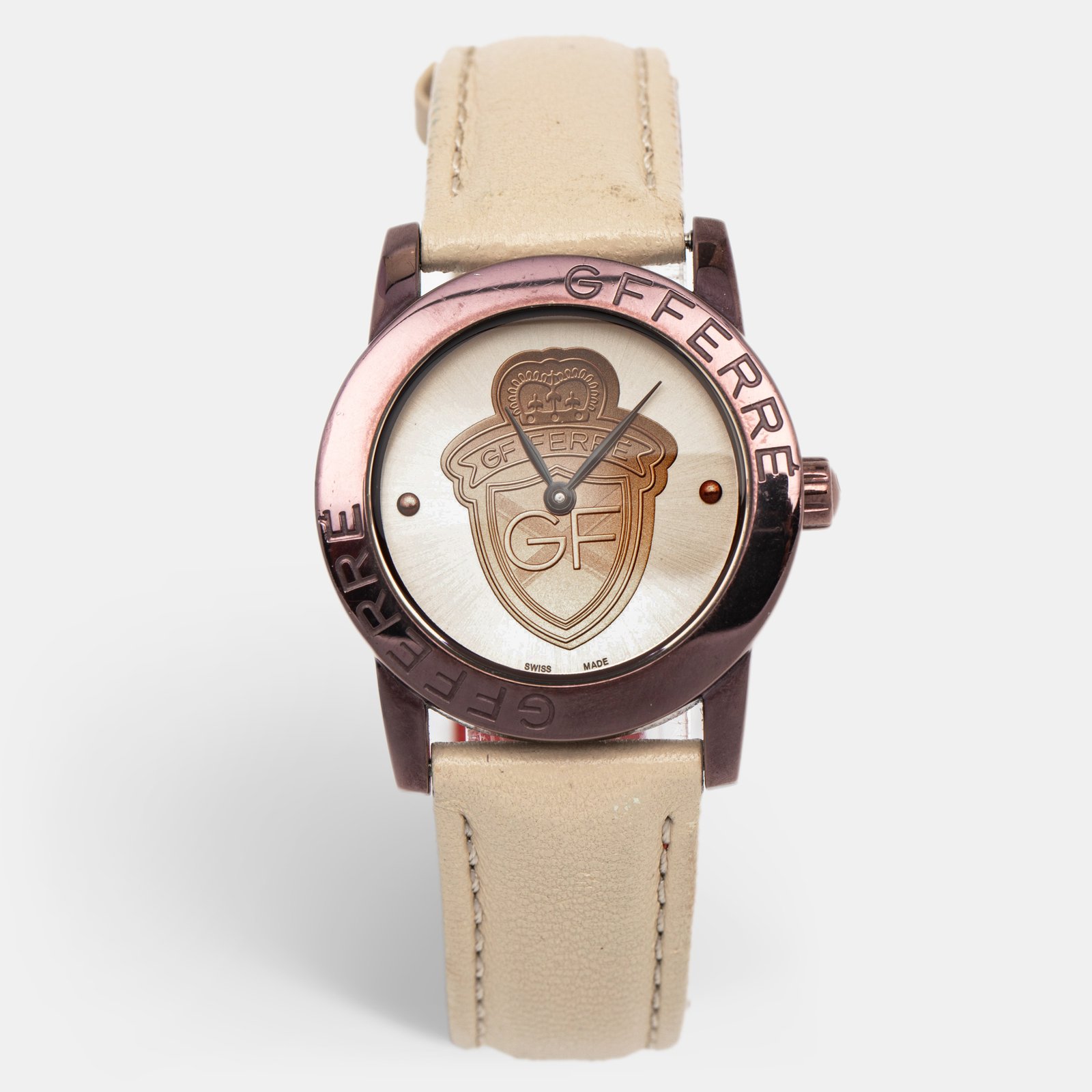 GF Ferre Multicolor PVD Coated Stainless Steel Leather 9085L Women's Wristwatch 32 mm