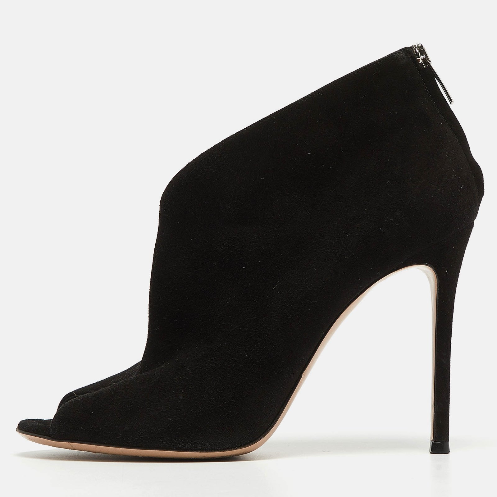 Gianvito Rossi Black Suede Vamp Booties Size 39
