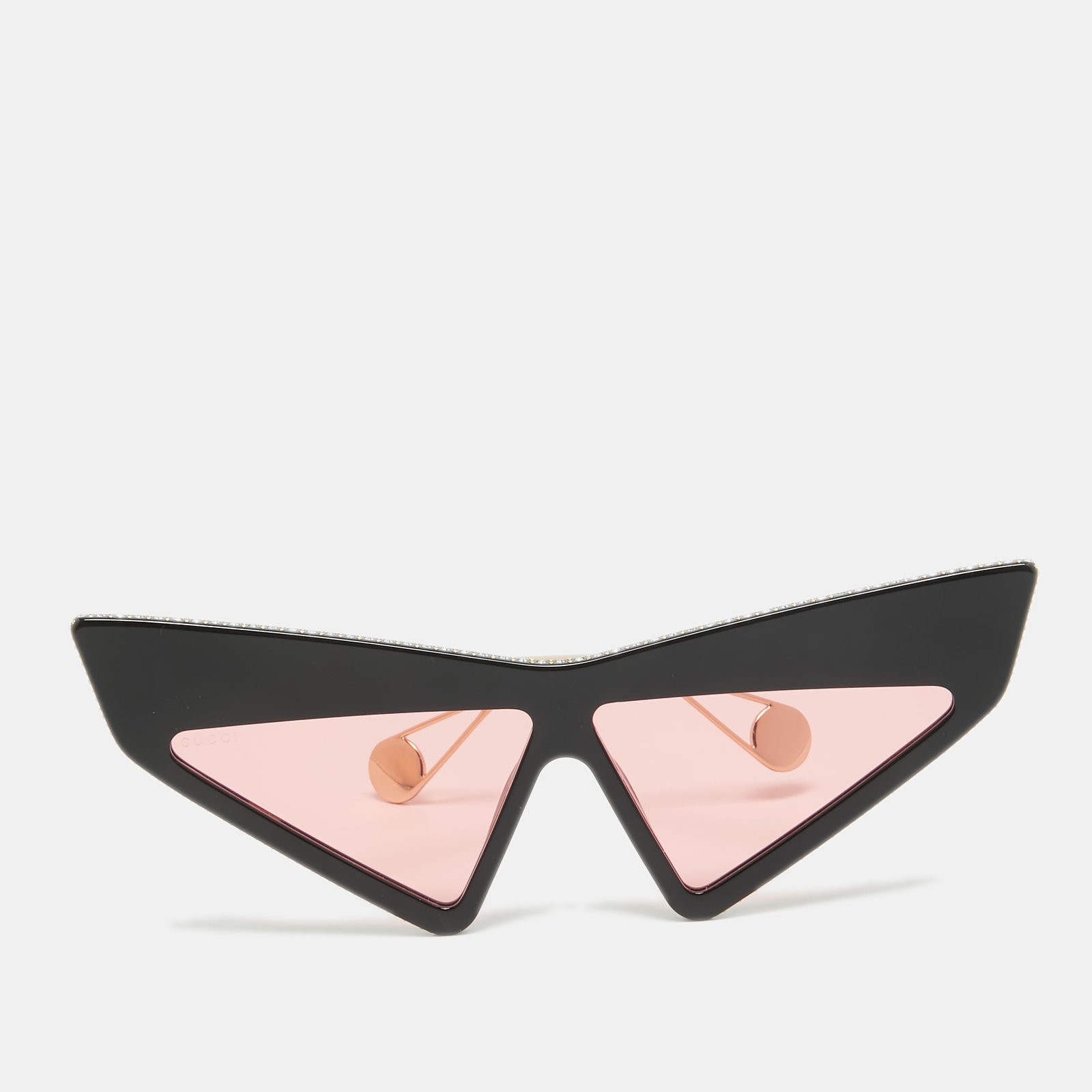 Gucci Black/Pink GG0430S Crystals Embellished Geometric Sunglasses