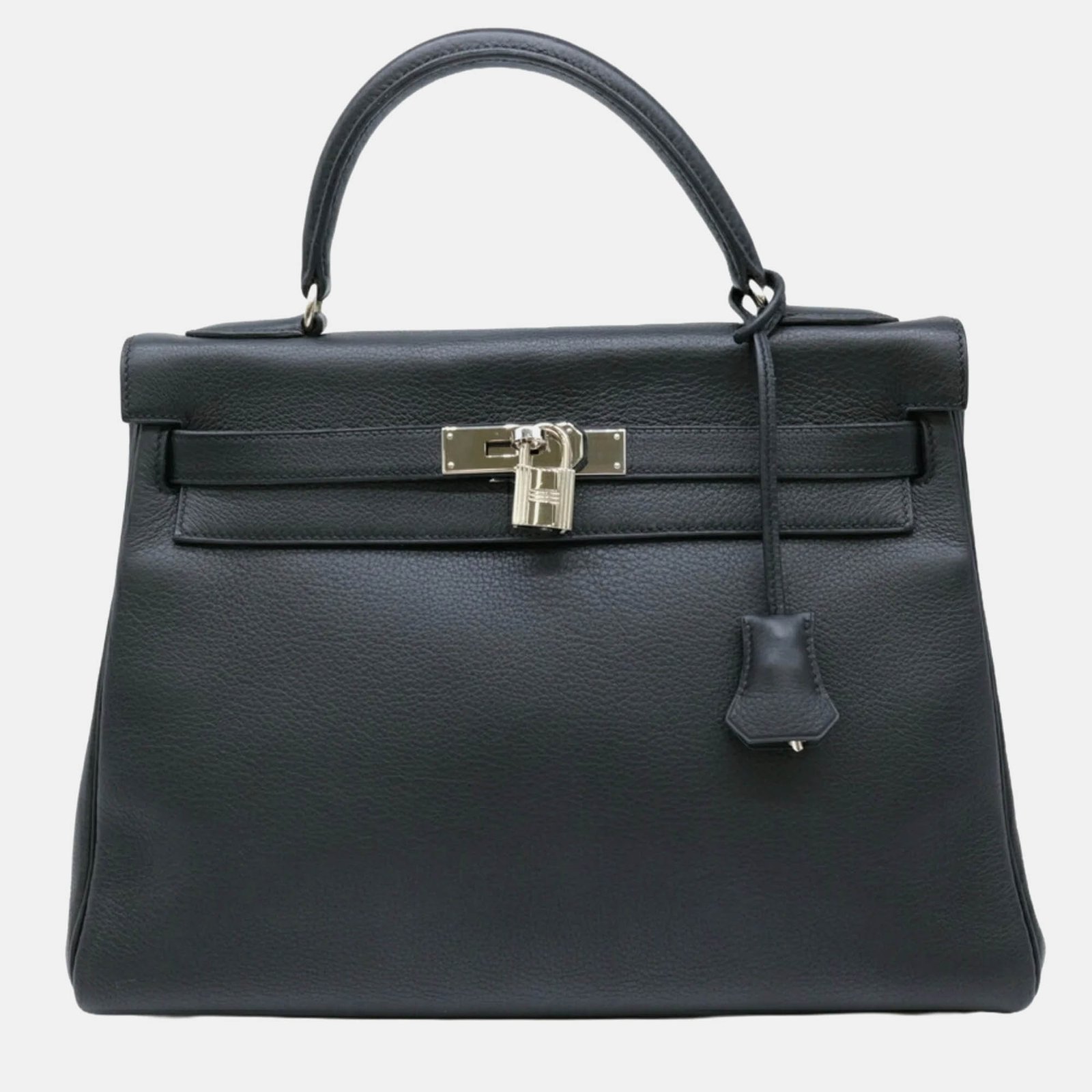 Hermes black Taurillon Clemence leather Kelly 32 handbag