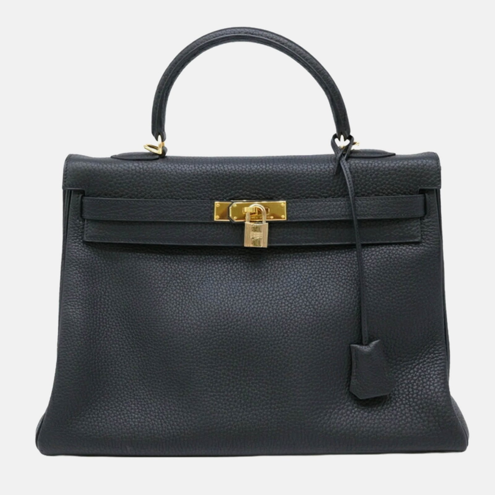 Hermes black Taurillon Clemence leather Kelly 35 handbag