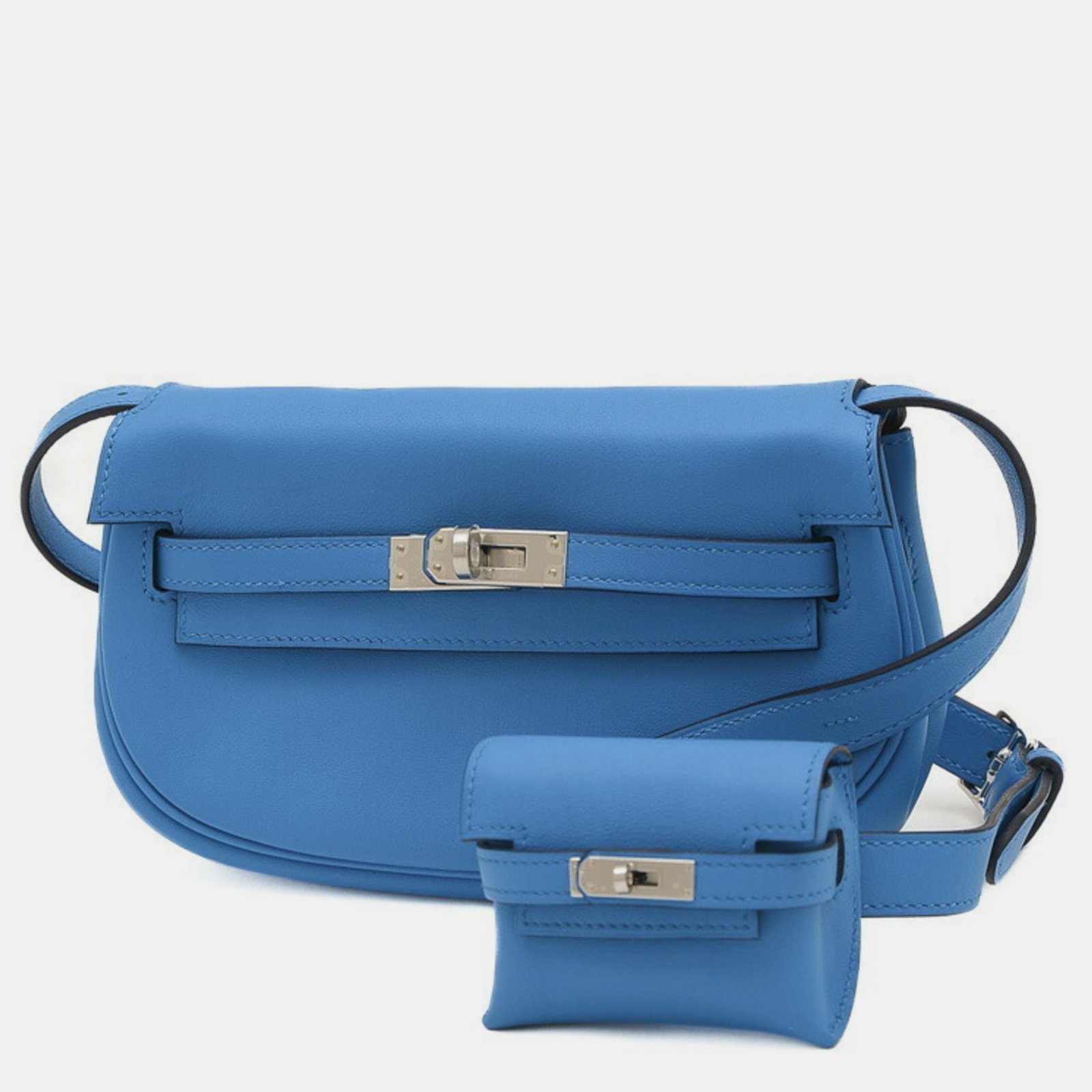 Hermes Blue Swift Leather Kelly Move Shoulder Bag
