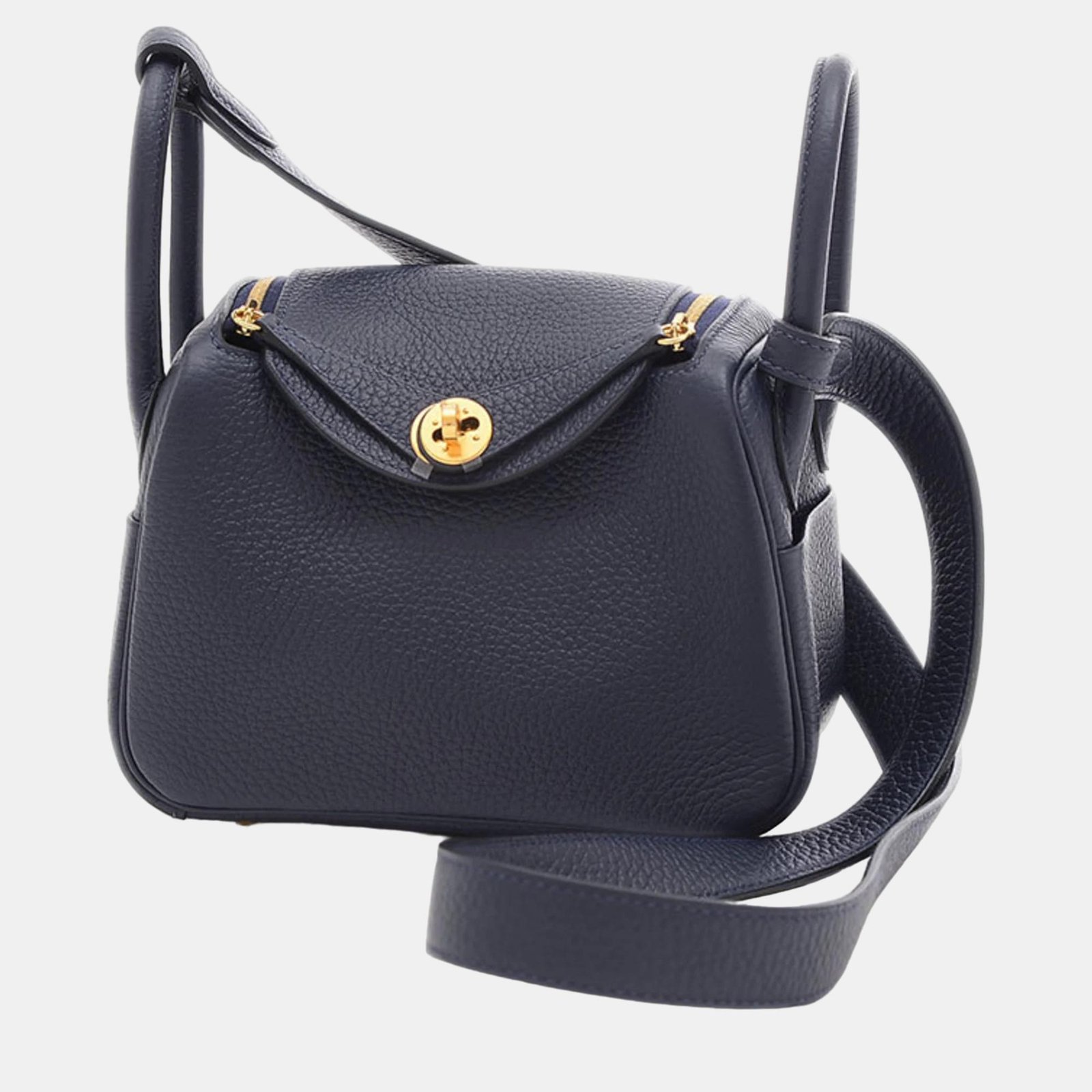 Hermes Blue Nuit Taurillon Clemence Lindy Bag